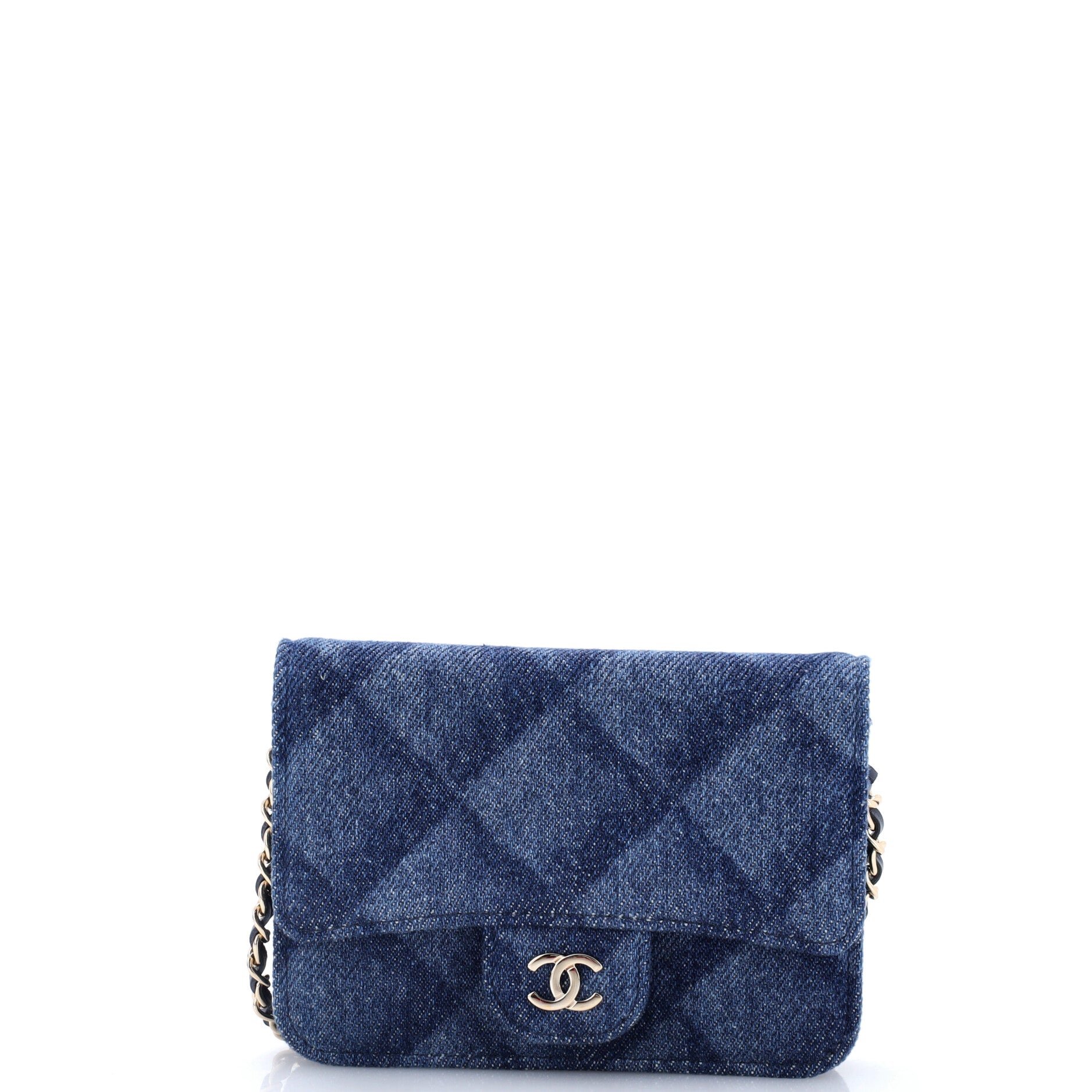 Classic Flap Belt Bag 3D Quilt Printed Denim Mini
