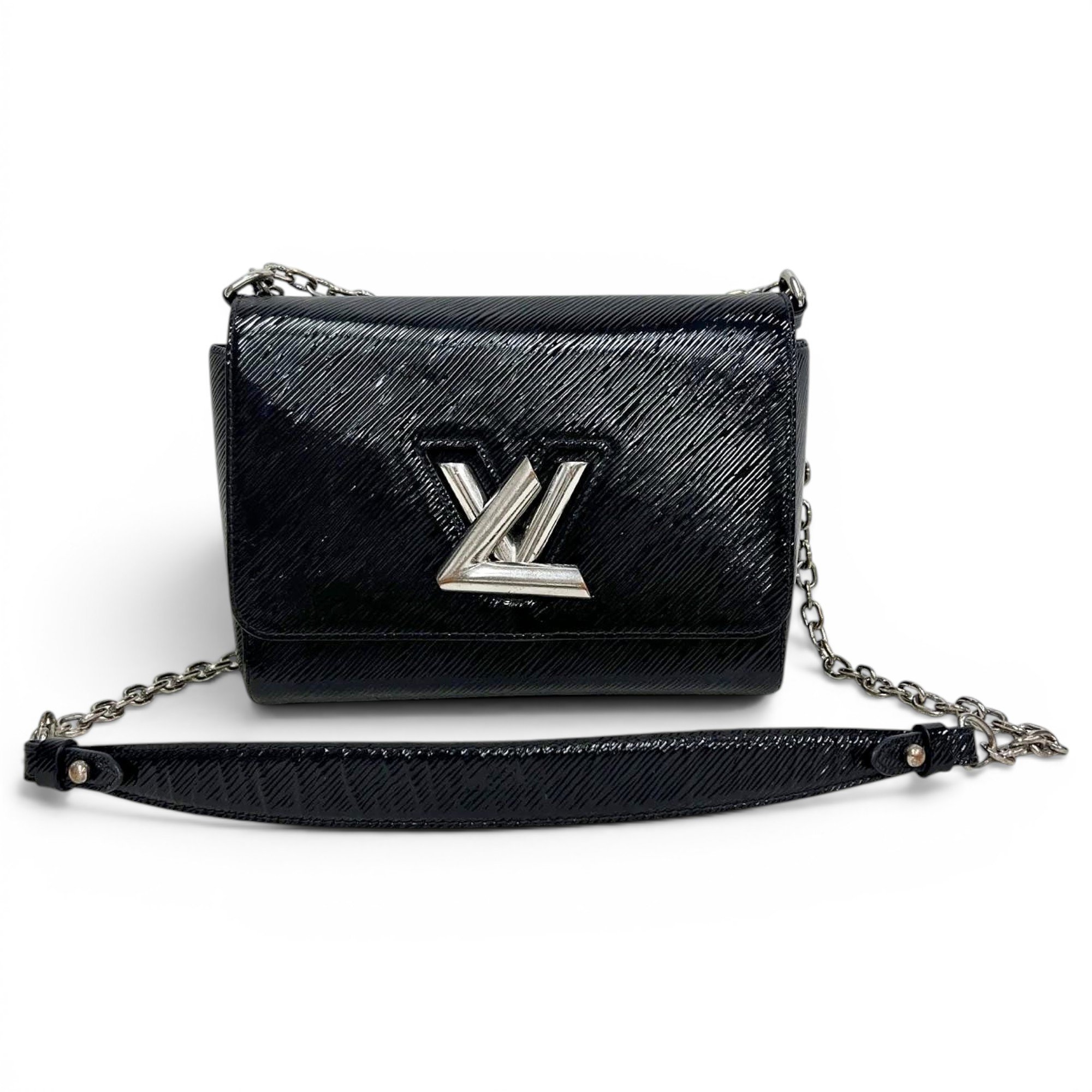 Twist patent leather handbag