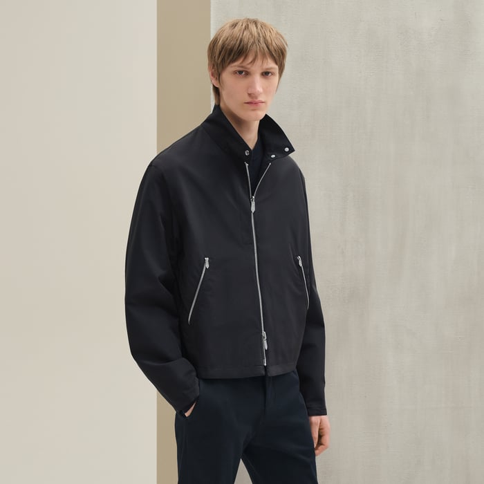 Marine "Rayures De Laine Et Papier" Reversible Straight Cut Jacket
