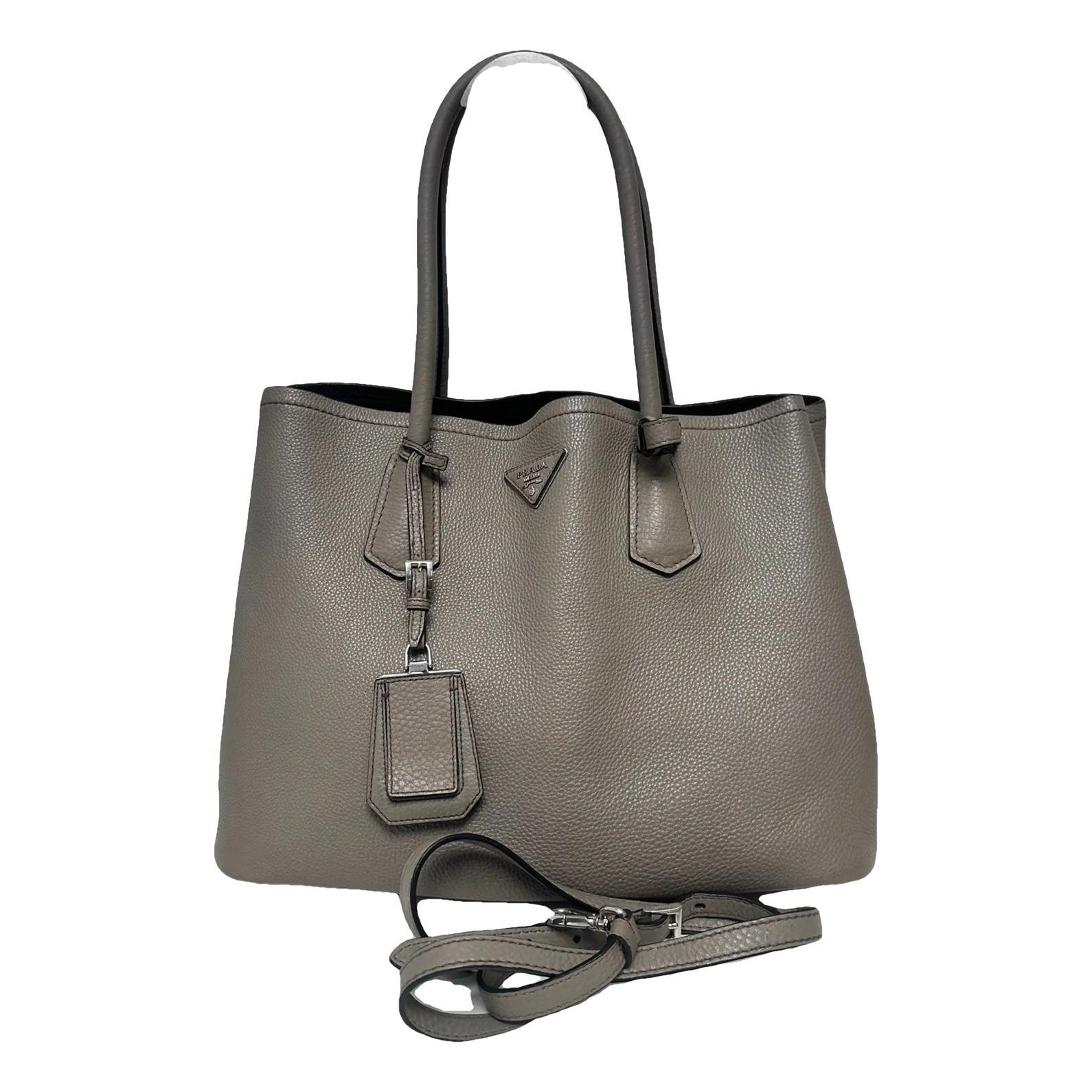 Double leather handbag