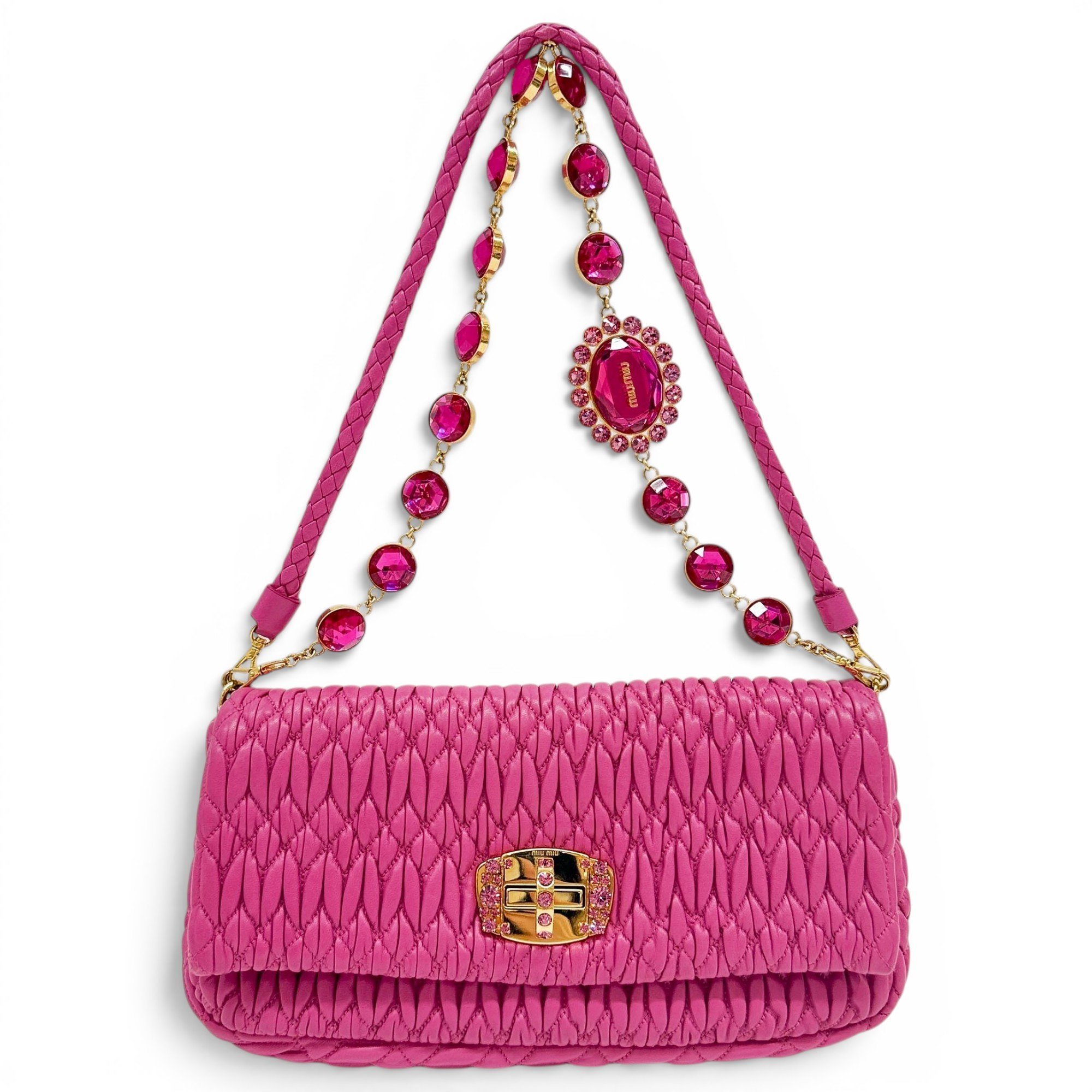 Miu Crystal leather handbag