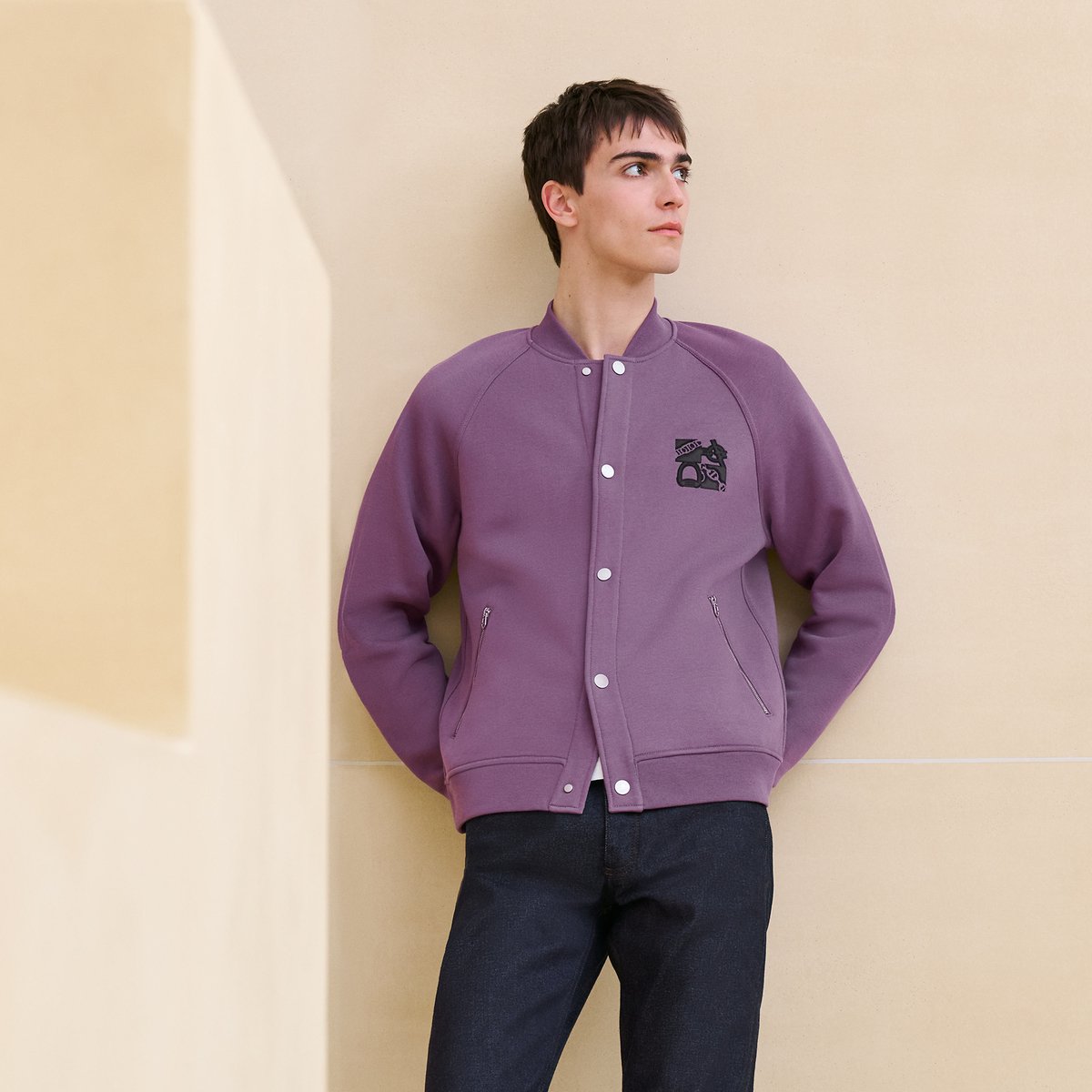 Bruyère "Metallerie Au Carre" Varsity Jacket With Leather Detail