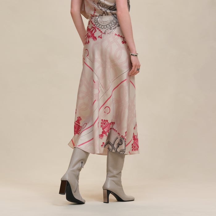 Beige Avoine "Palefroi Remix" Flowy Slanted Skirt