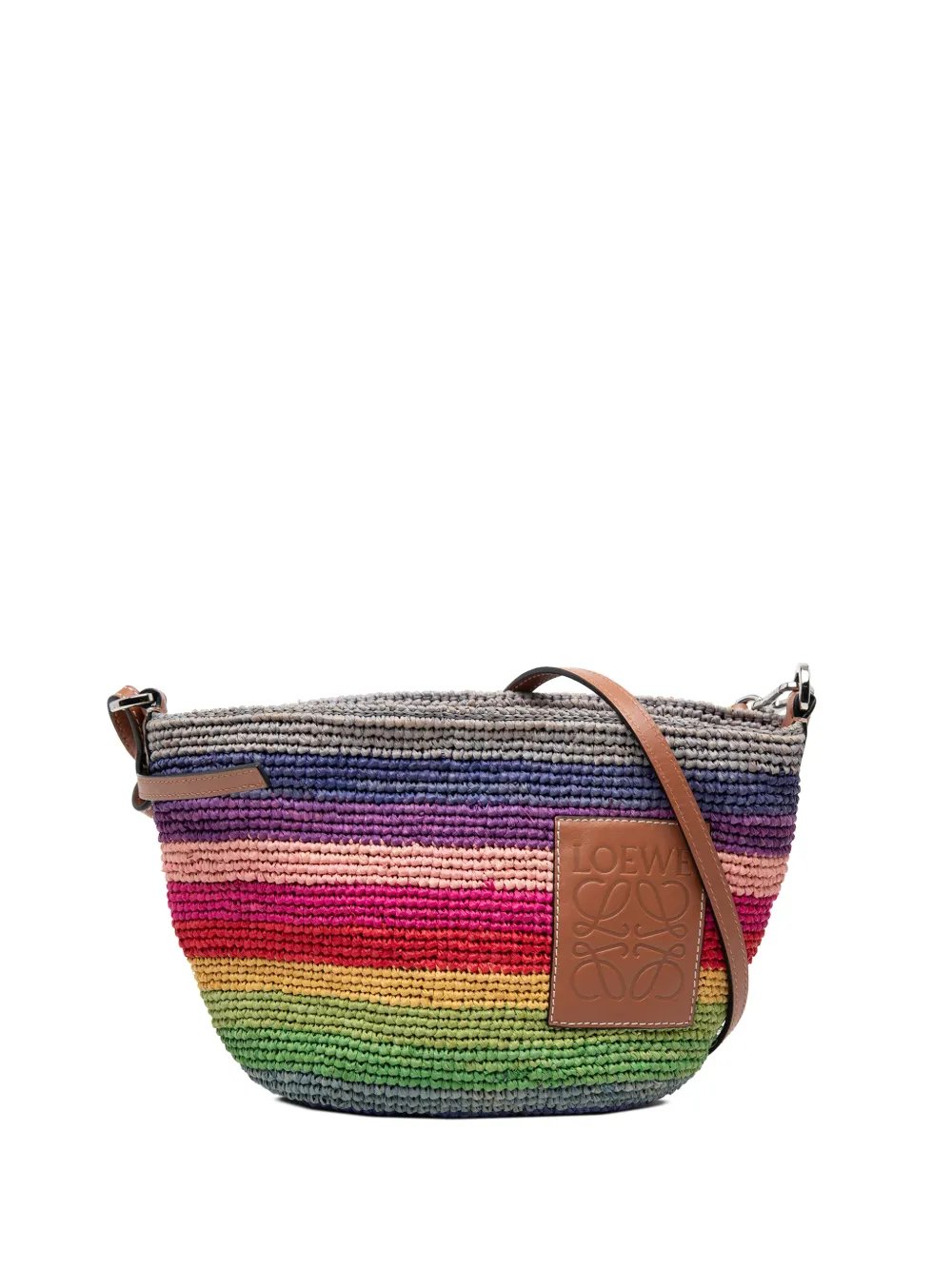 2019 Paulas Ibiza Anagram Raffia Rainbow Pochette crossbody bag