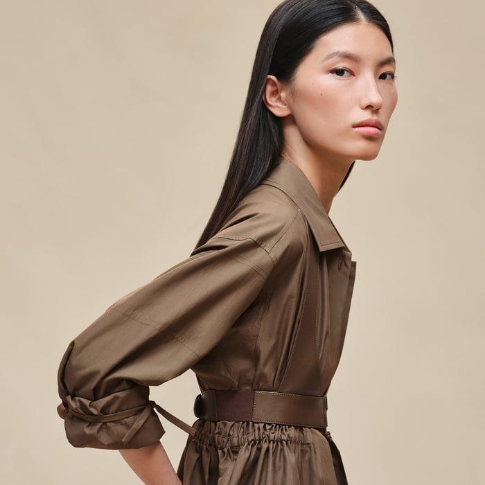 Marron Muschio Drawstring Shirt