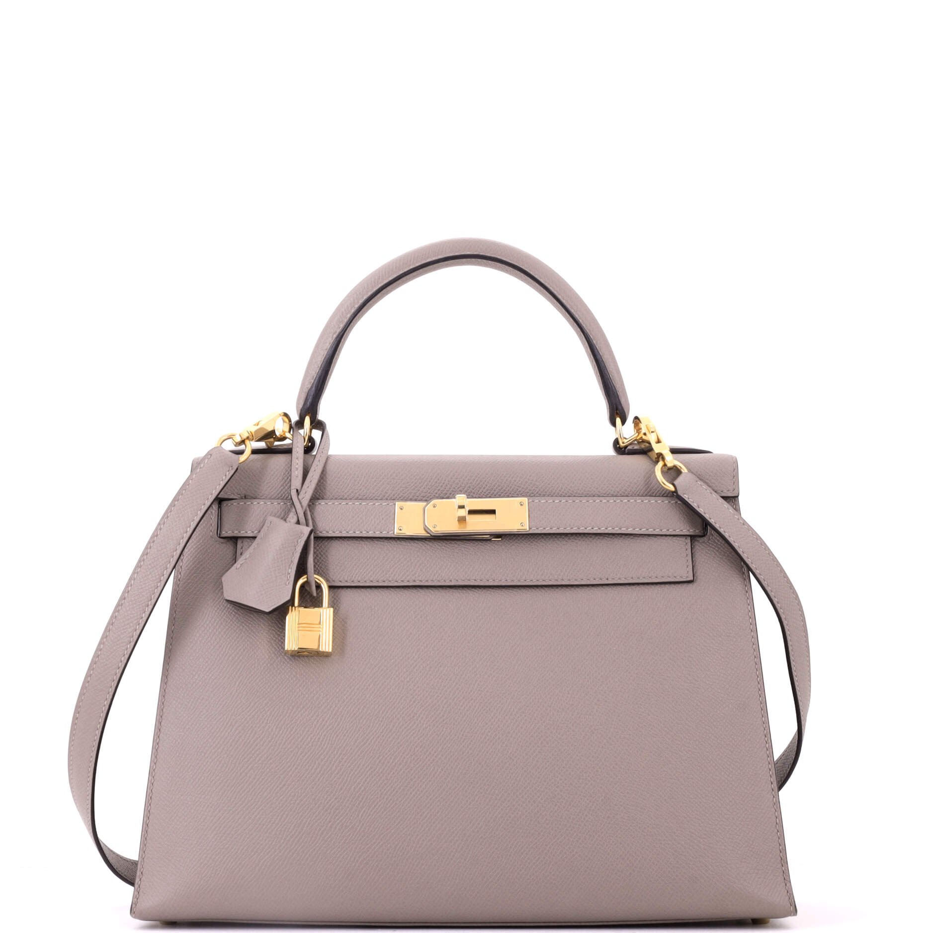 Kelly Handbag Gris Asphalte Epsom with Gold Hardware 28