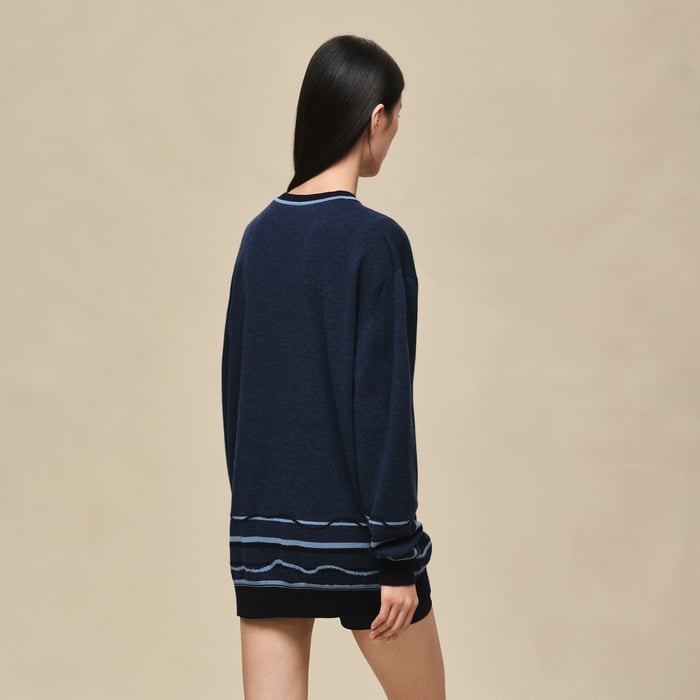 Bleu Lagune "Ex-libris" Long-sleeve Tunic Sweater