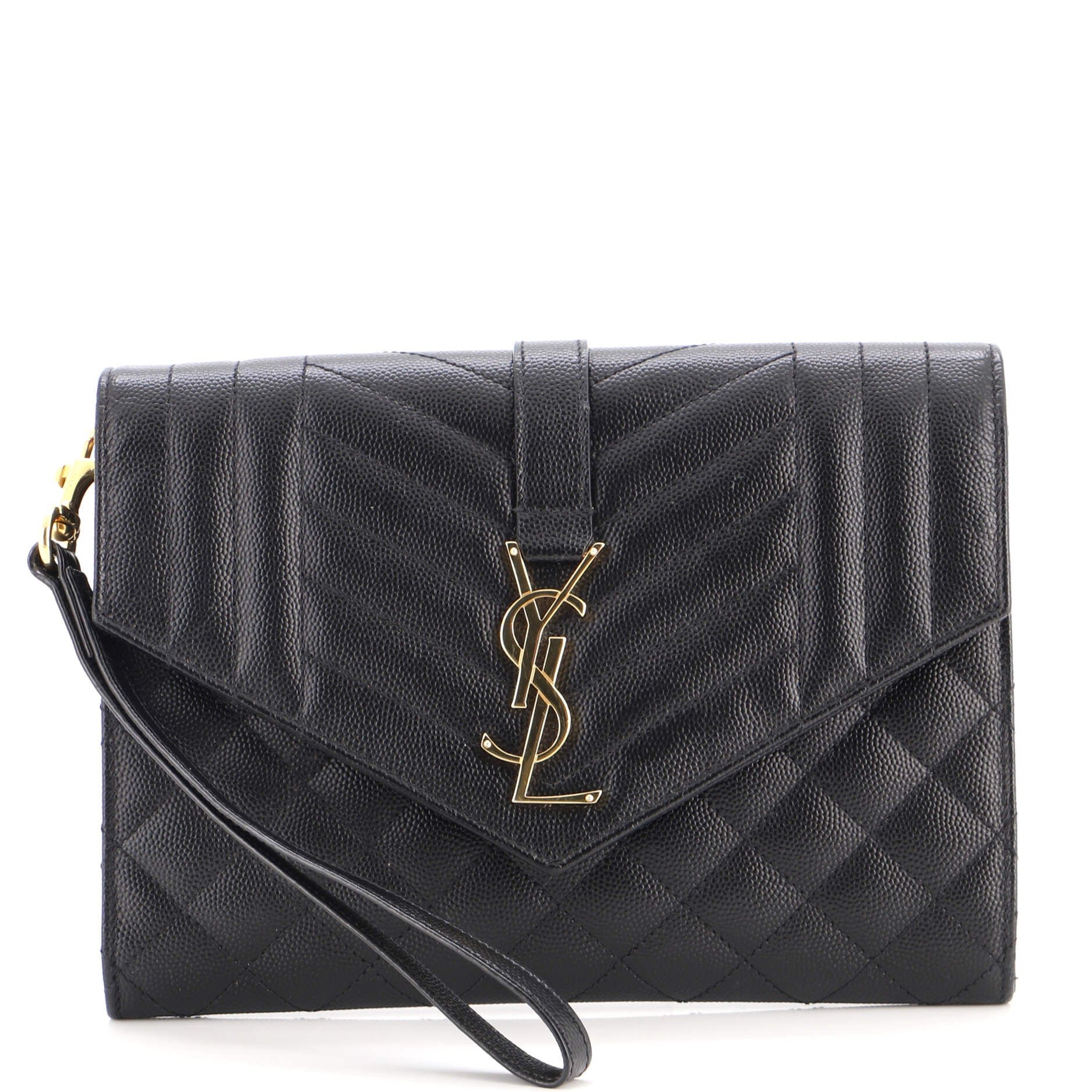 Classic Monogram Envelope Wristlet Clutch Mixed Matelasse Leather