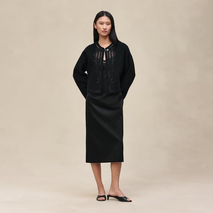 Noir Cashmere Embroidered Jacket