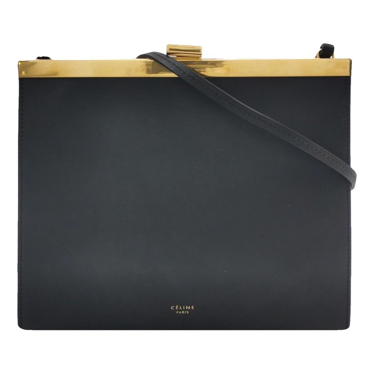 Clasp leather handbag