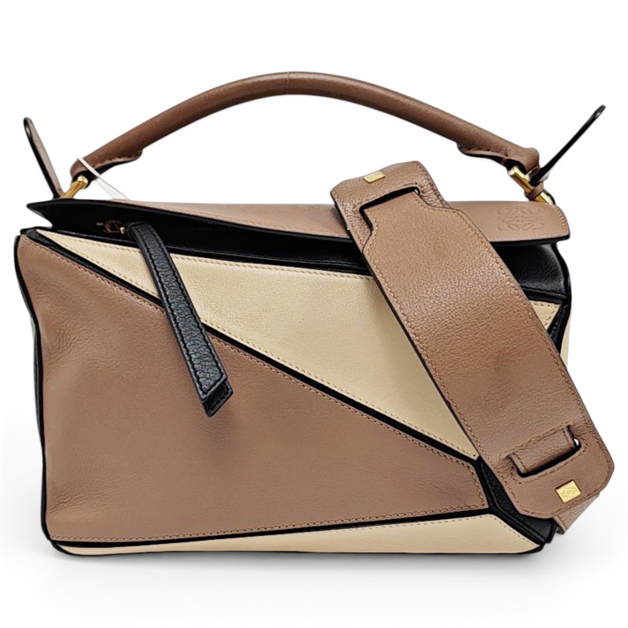 Puzzle leather handbag