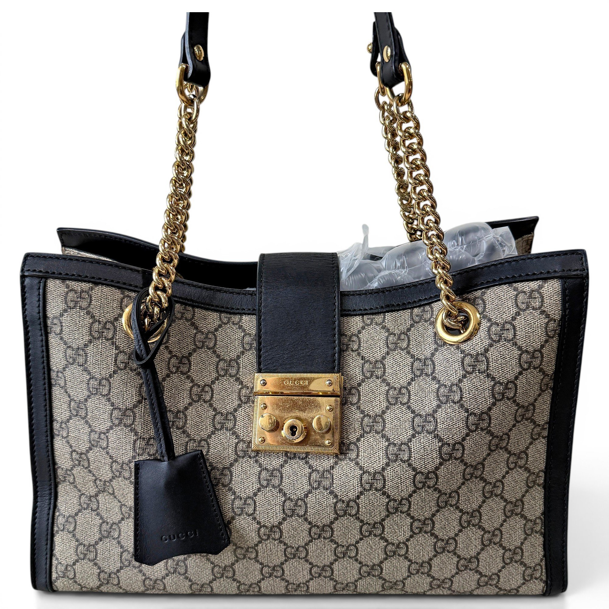 Padlock leather handbag