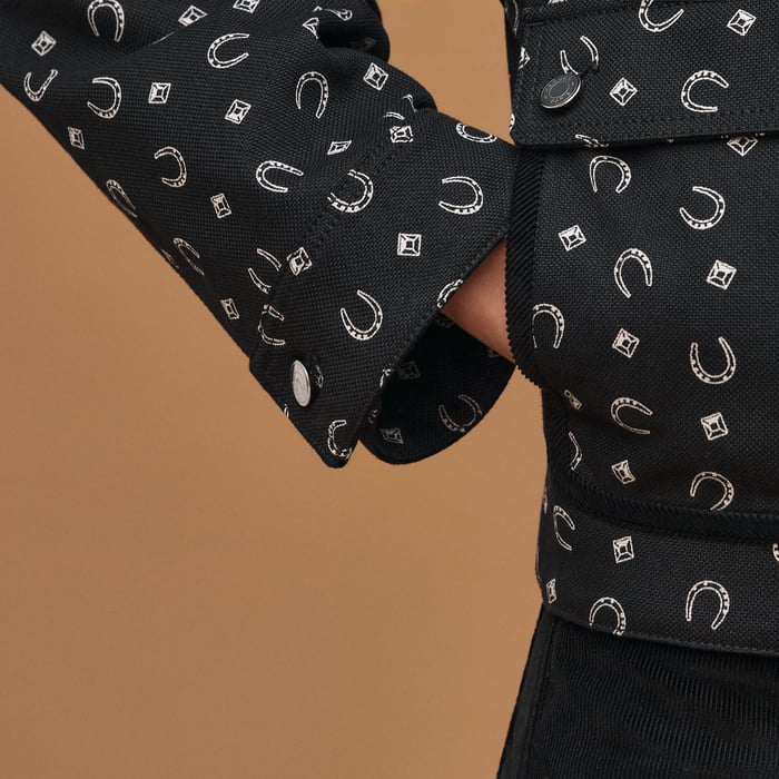 Noir "Porte-bonheur Bandana" Mixed Materials Jacket