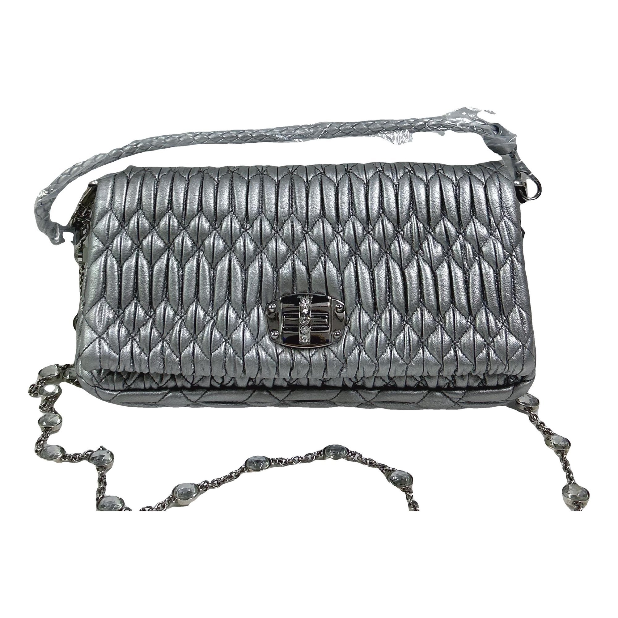Miu Crystal leather handbag