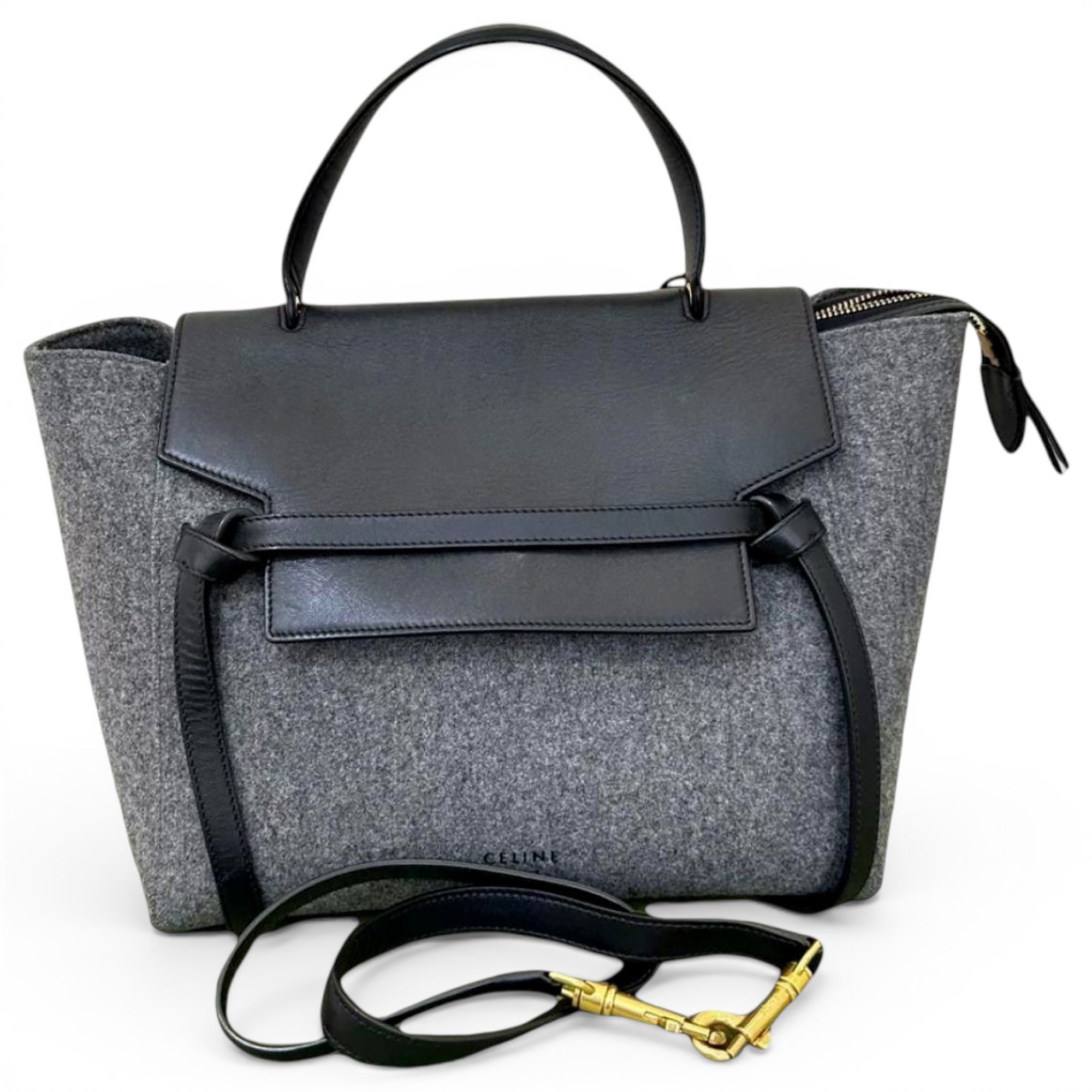 Belt wool handbag