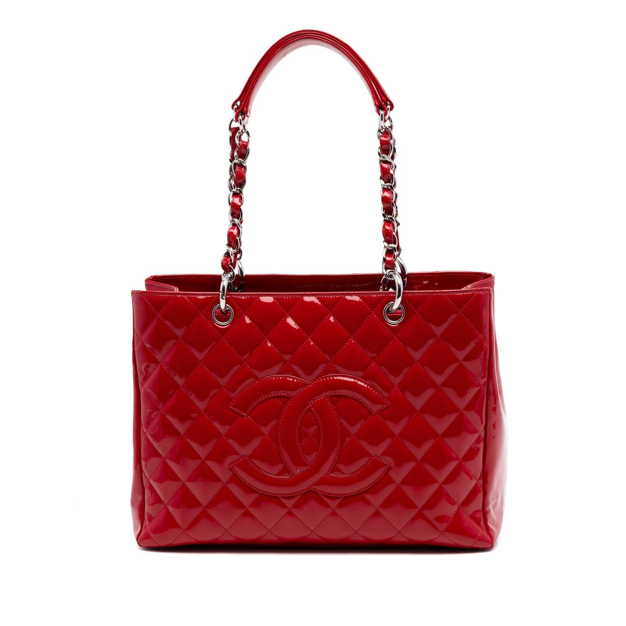 Grand shopping patent leather tote