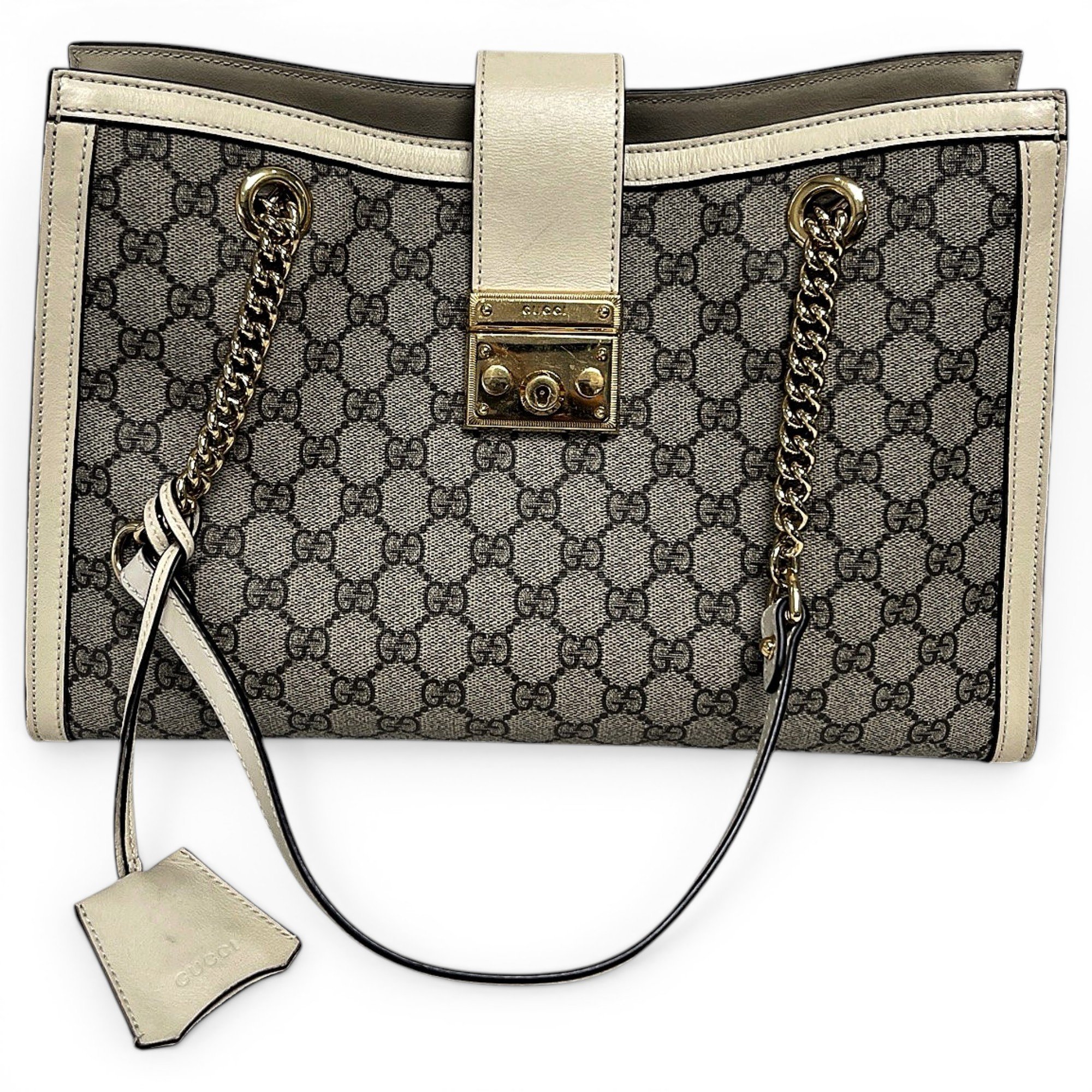 Padlock leather tote