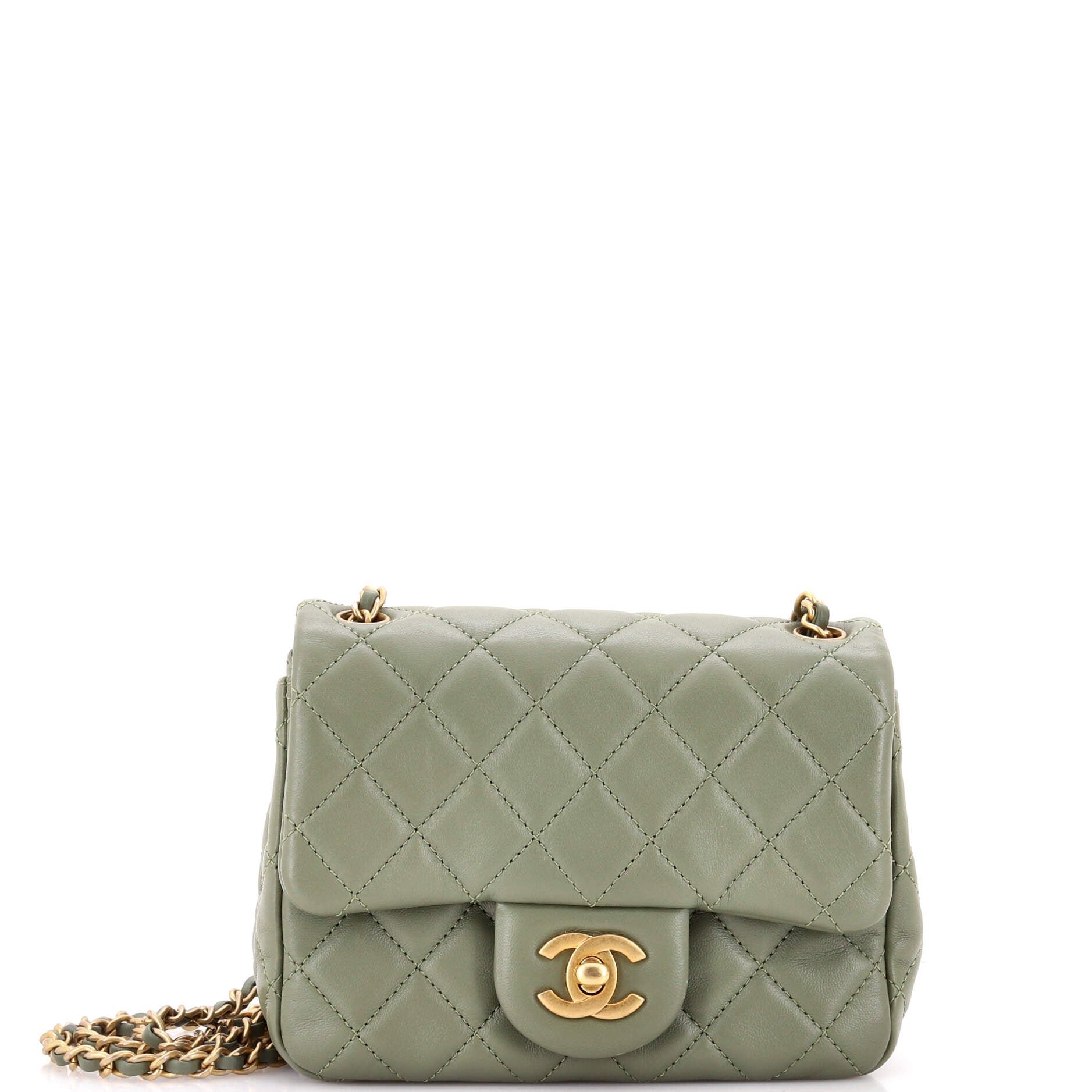 Chanel Pearl Crush Square Flap Bag Quilted Lambskin Mini