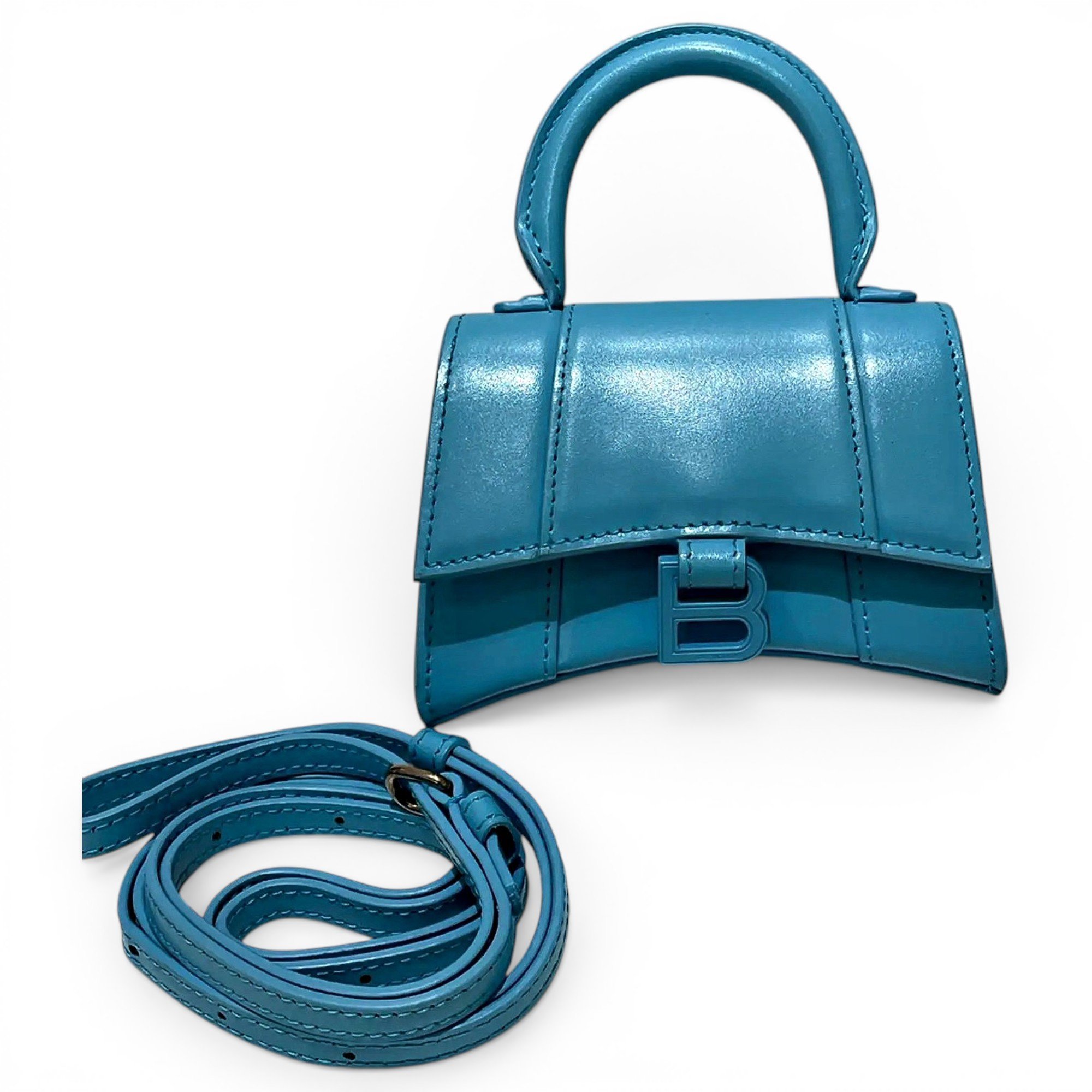 Hourglass leather handbag