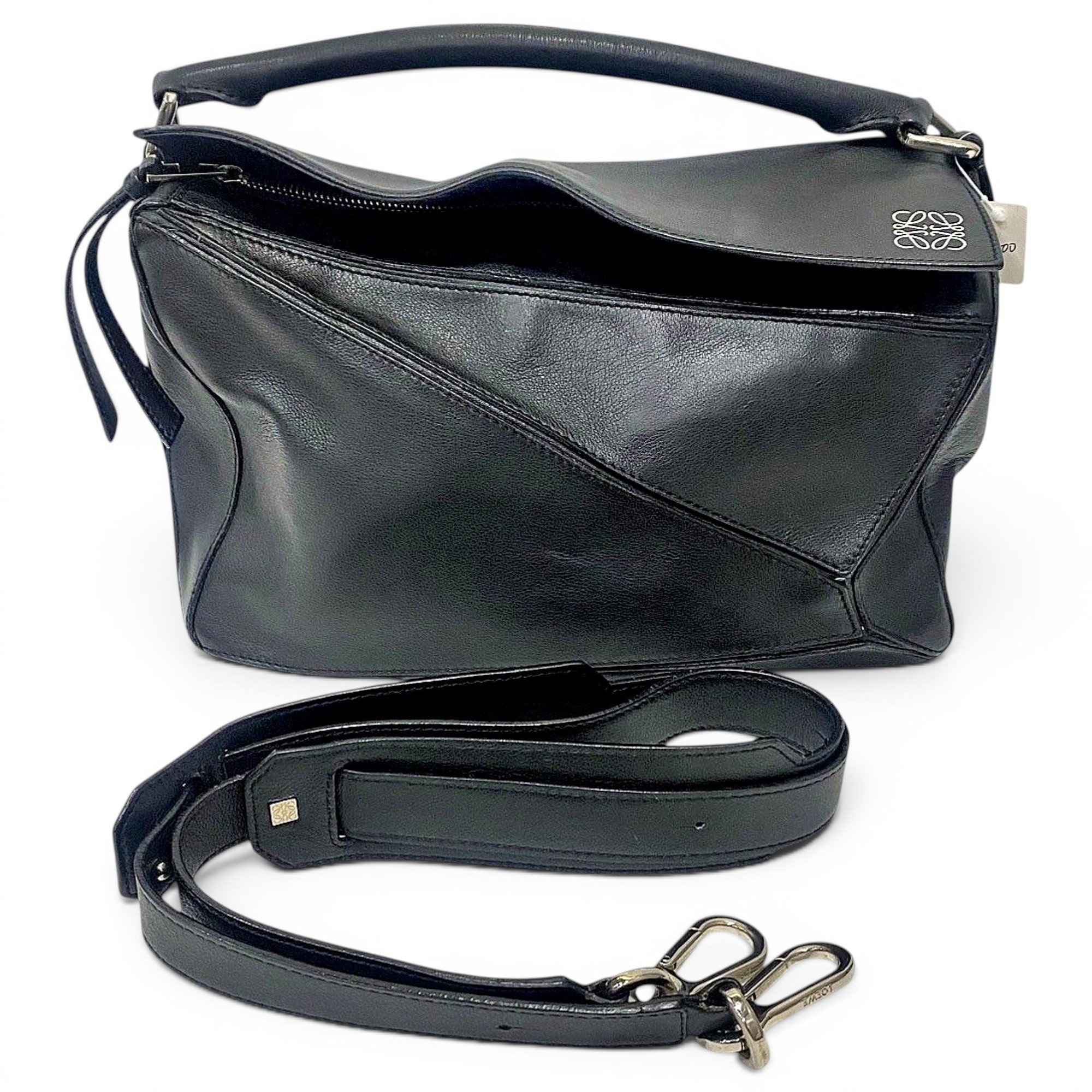 Puzzle leather handbag