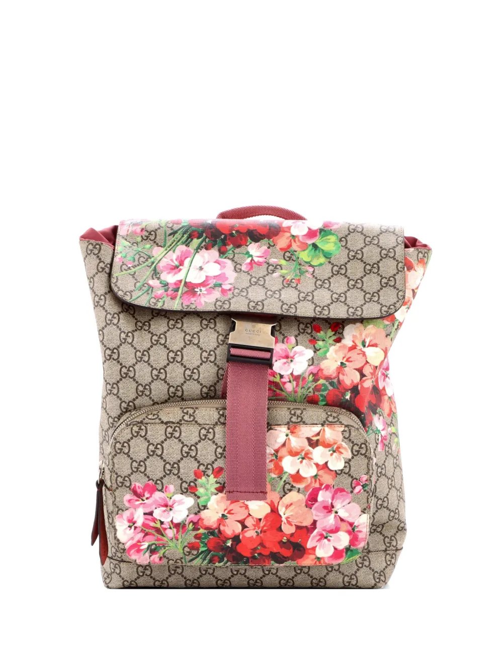 Buckle Blooms Print GG Coated Canvas Medium backpack