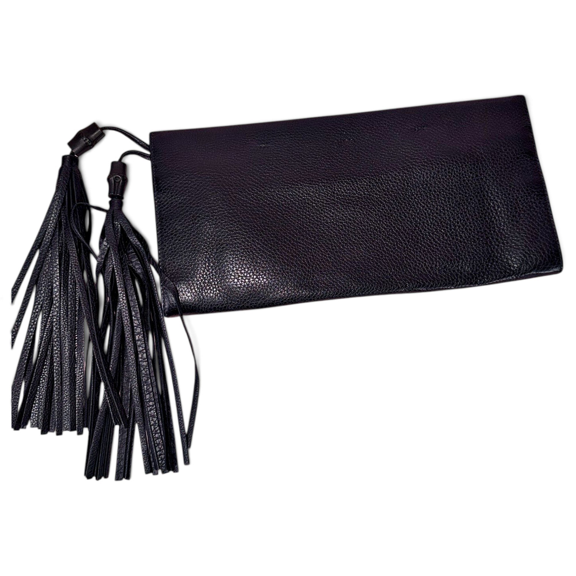 Bamboo leather clutch bag