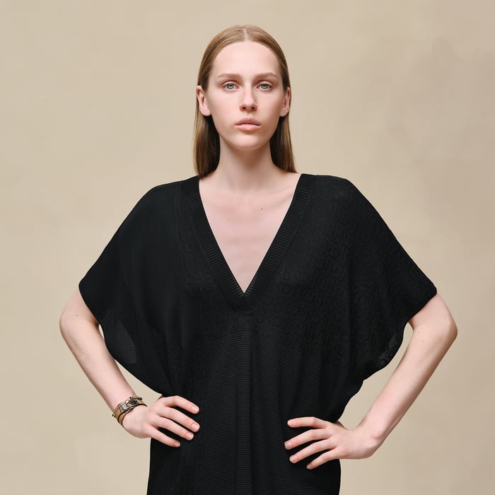 Noir "Chaine d'Ancre" Long Caftan Dress