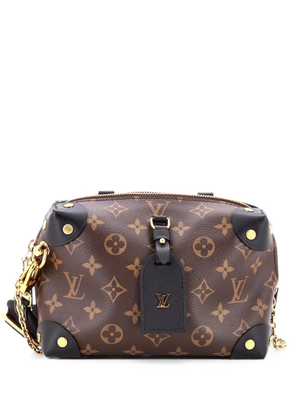 Petite Malle Souple Handbag Monogram Canvas with Leather shoulder bag