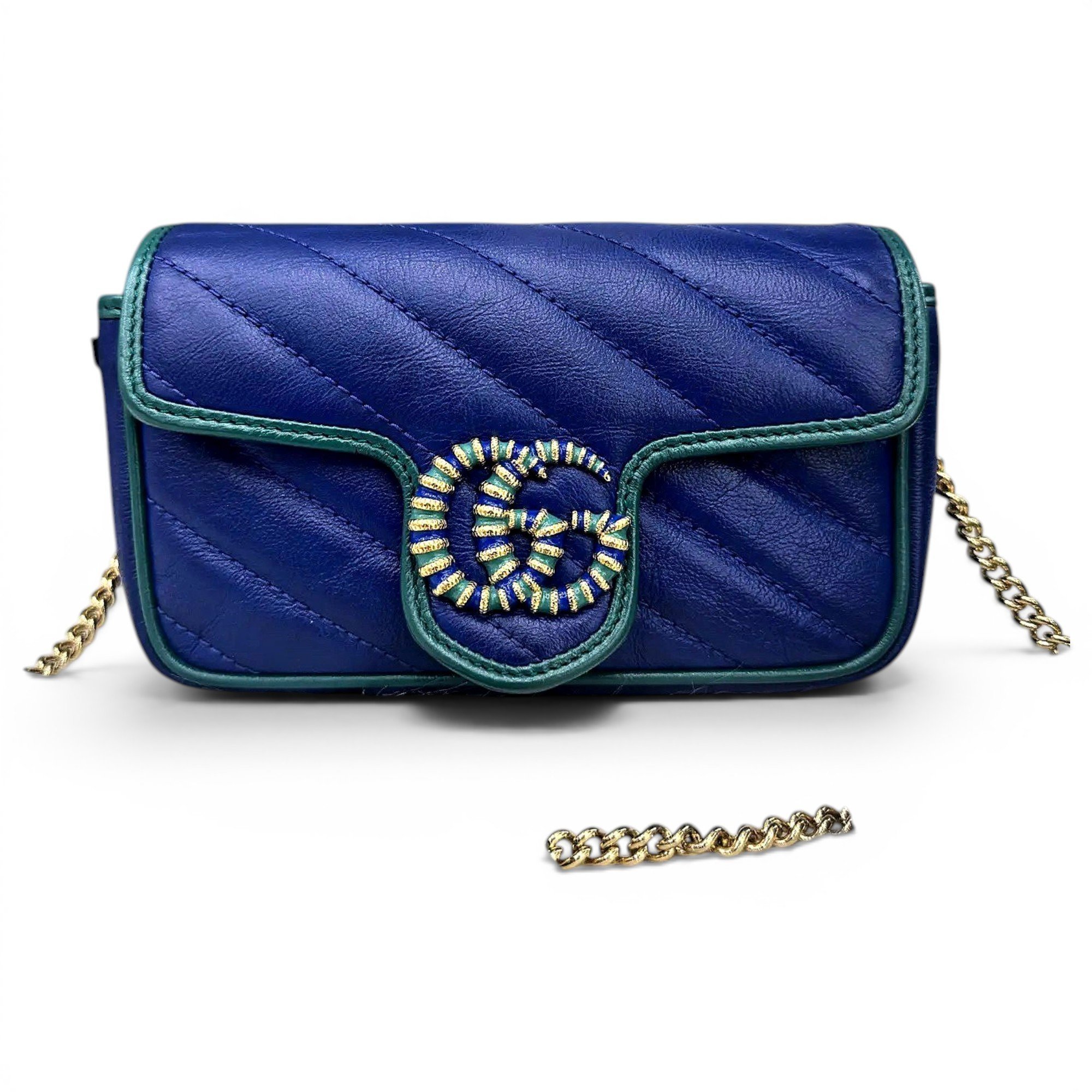 Pearly GG Marmont Chain Wallet leather crossbody bag