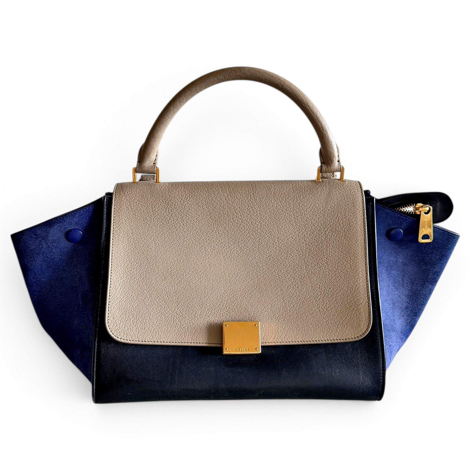 Trapèze leather handbag