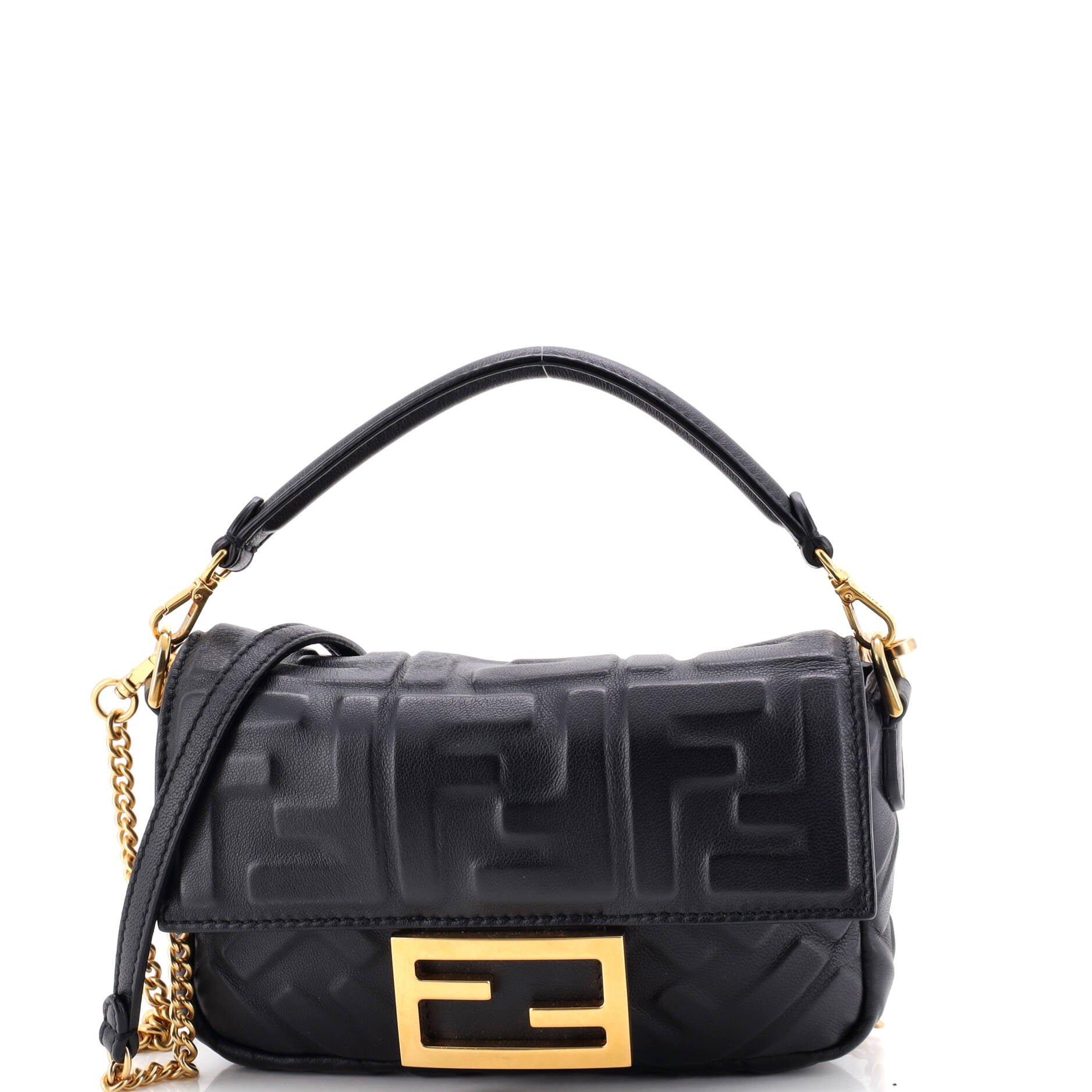 Baguette NM Bag Zucca Embossed Leather Mini