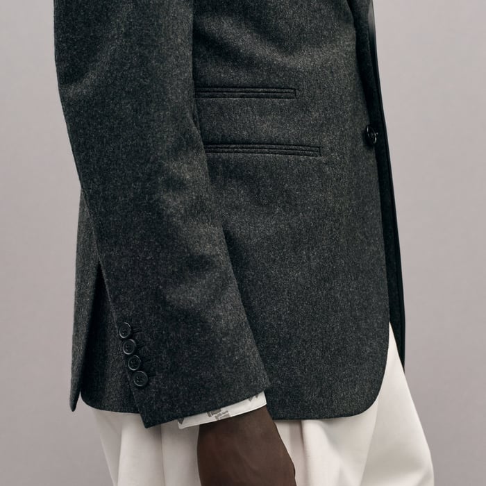 Anthracite Stadium Relax Jacket With Leather Detail