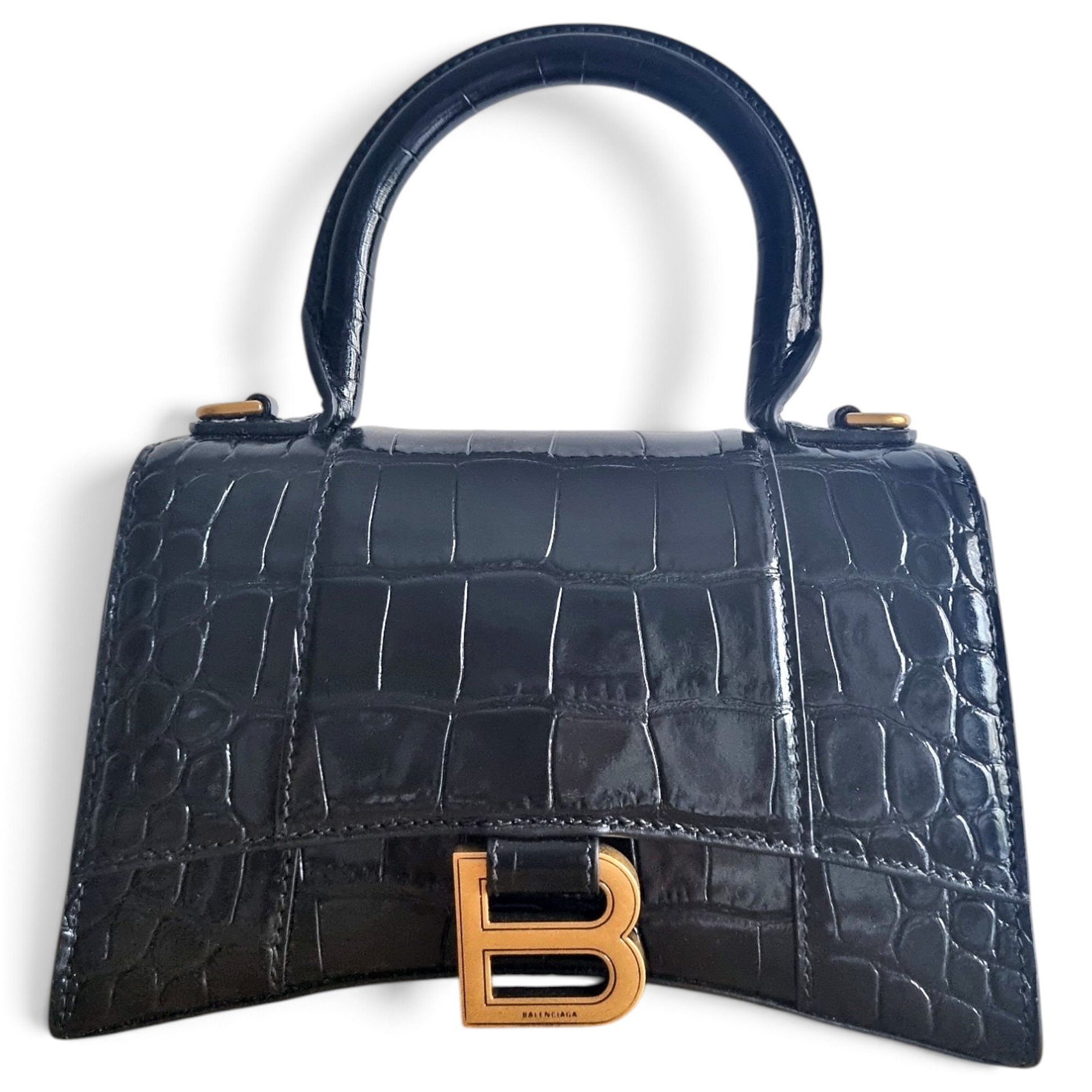 Hourglass leather handbag