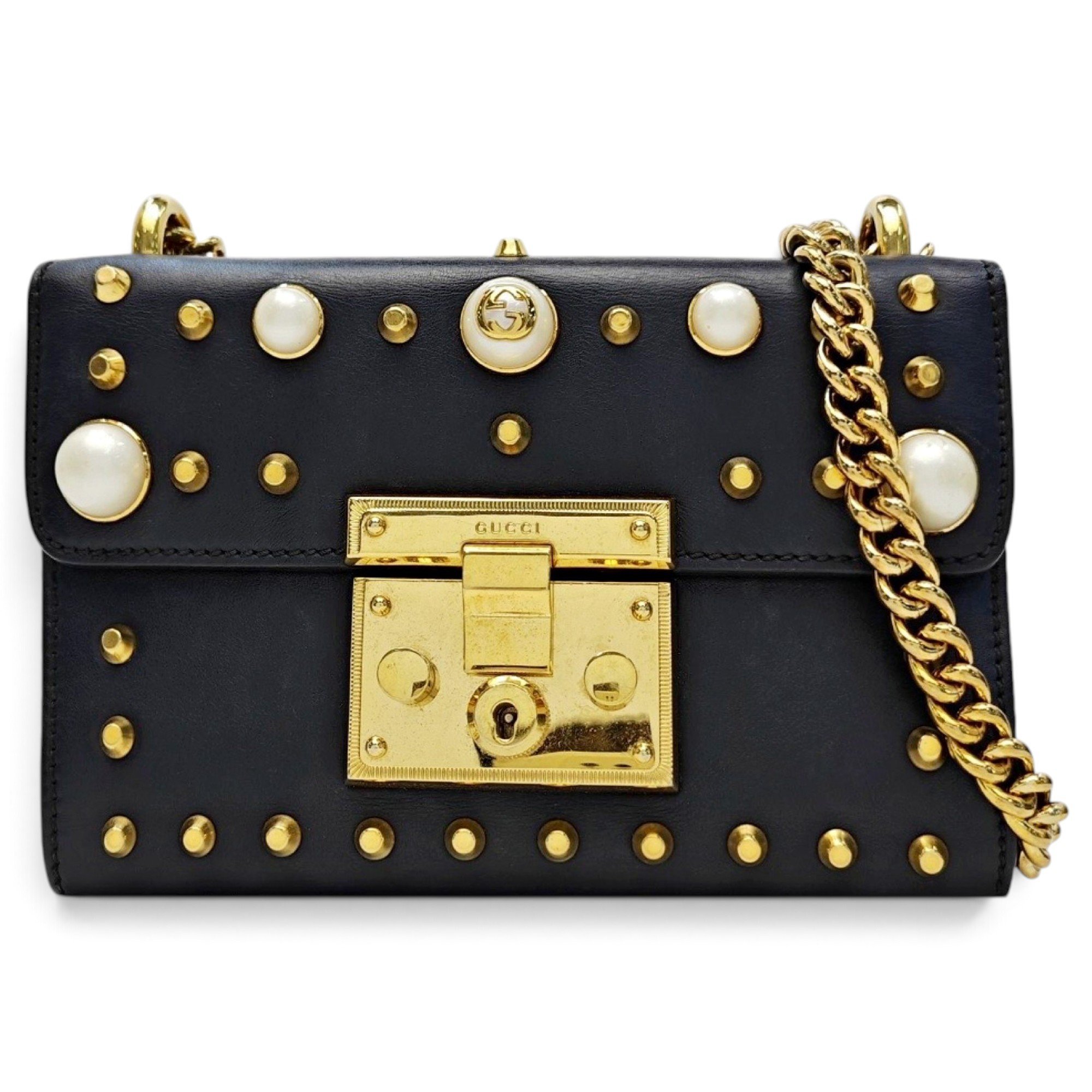 Padlock leather handbag