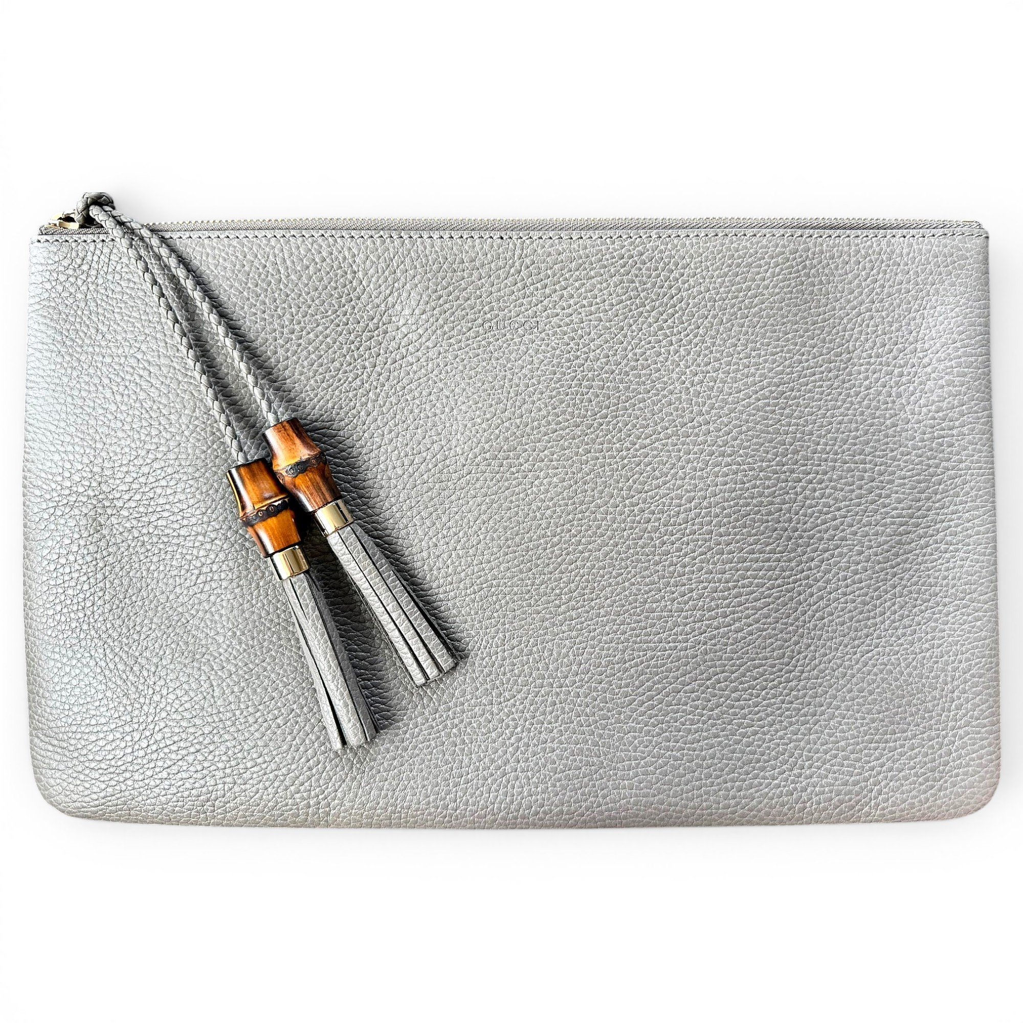 Bamboo leather clutch bag
