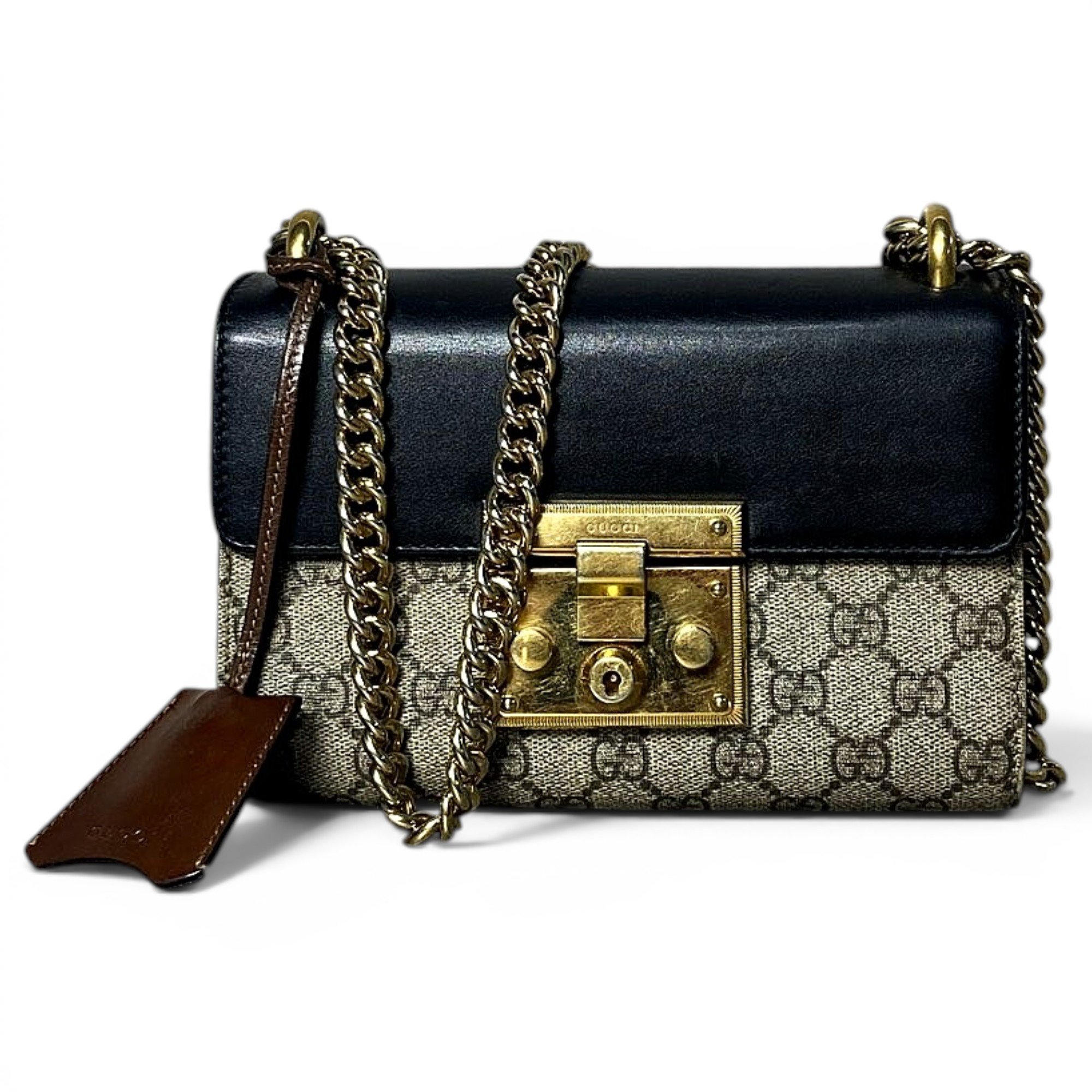 Padlock leather handbag
