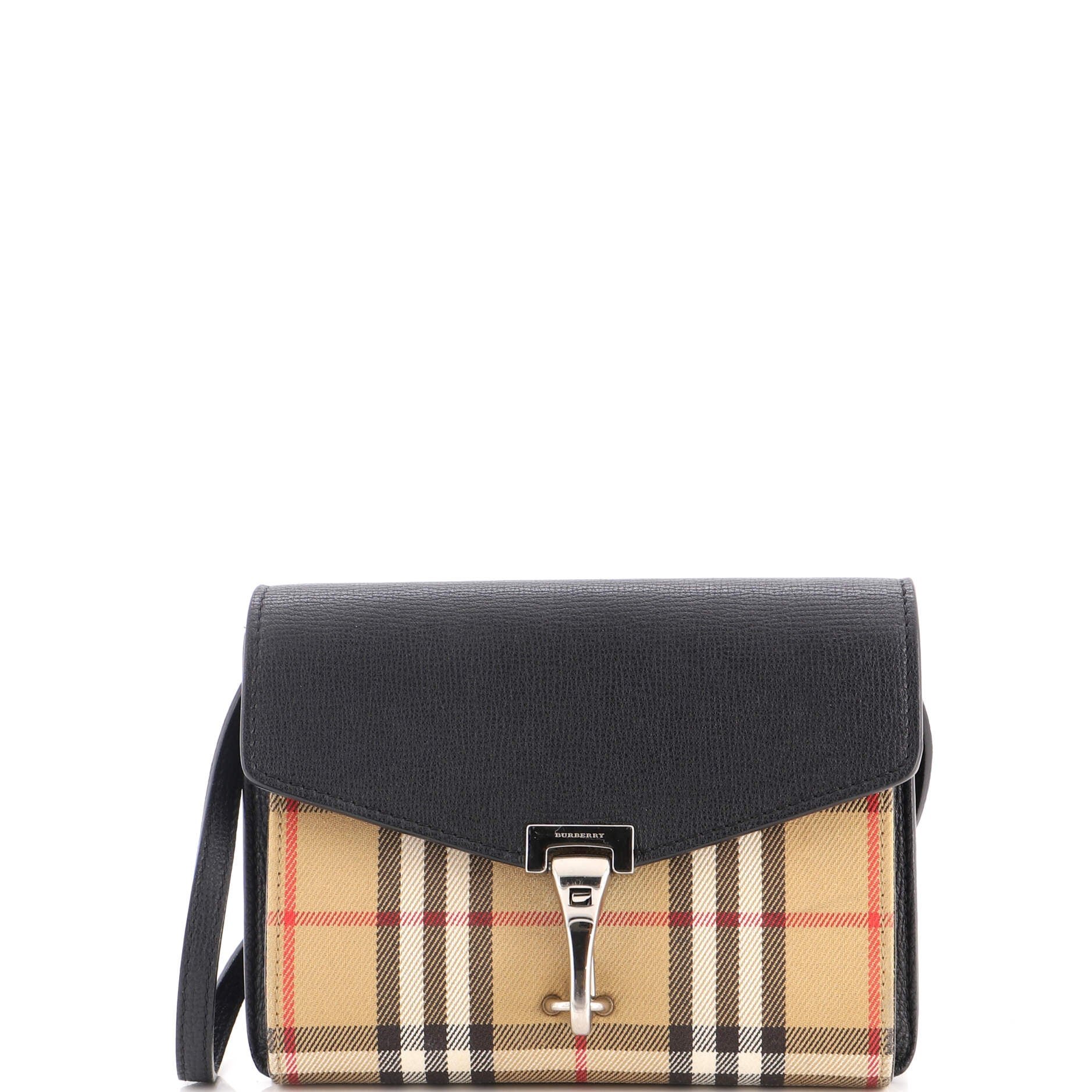 Macken Crossbody Bag Leather and Vintage Check Canvas Baby