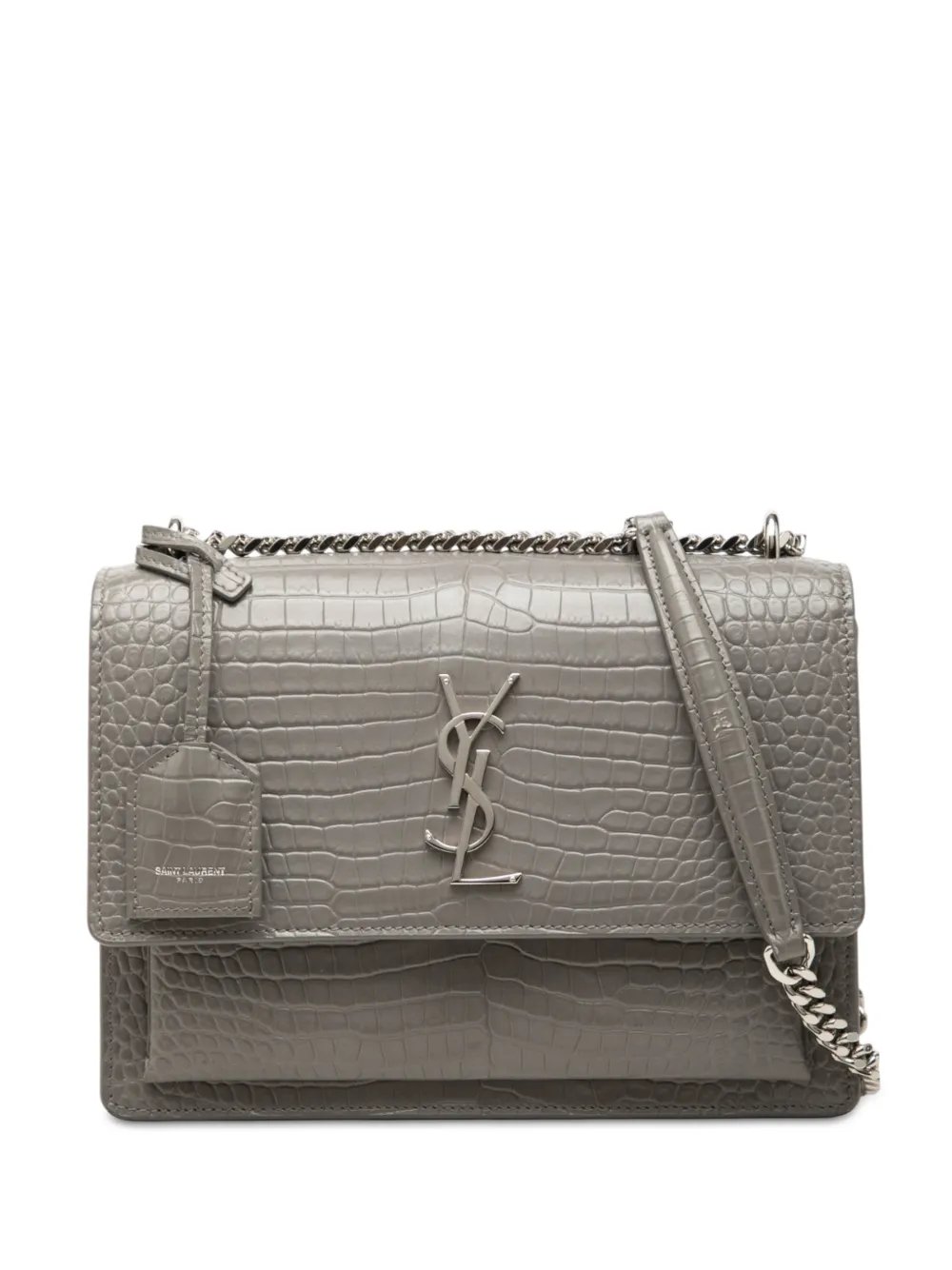 Saint Laurent 2018 Medium Croc Embossed Leather Monogram Sunset crossbody bag