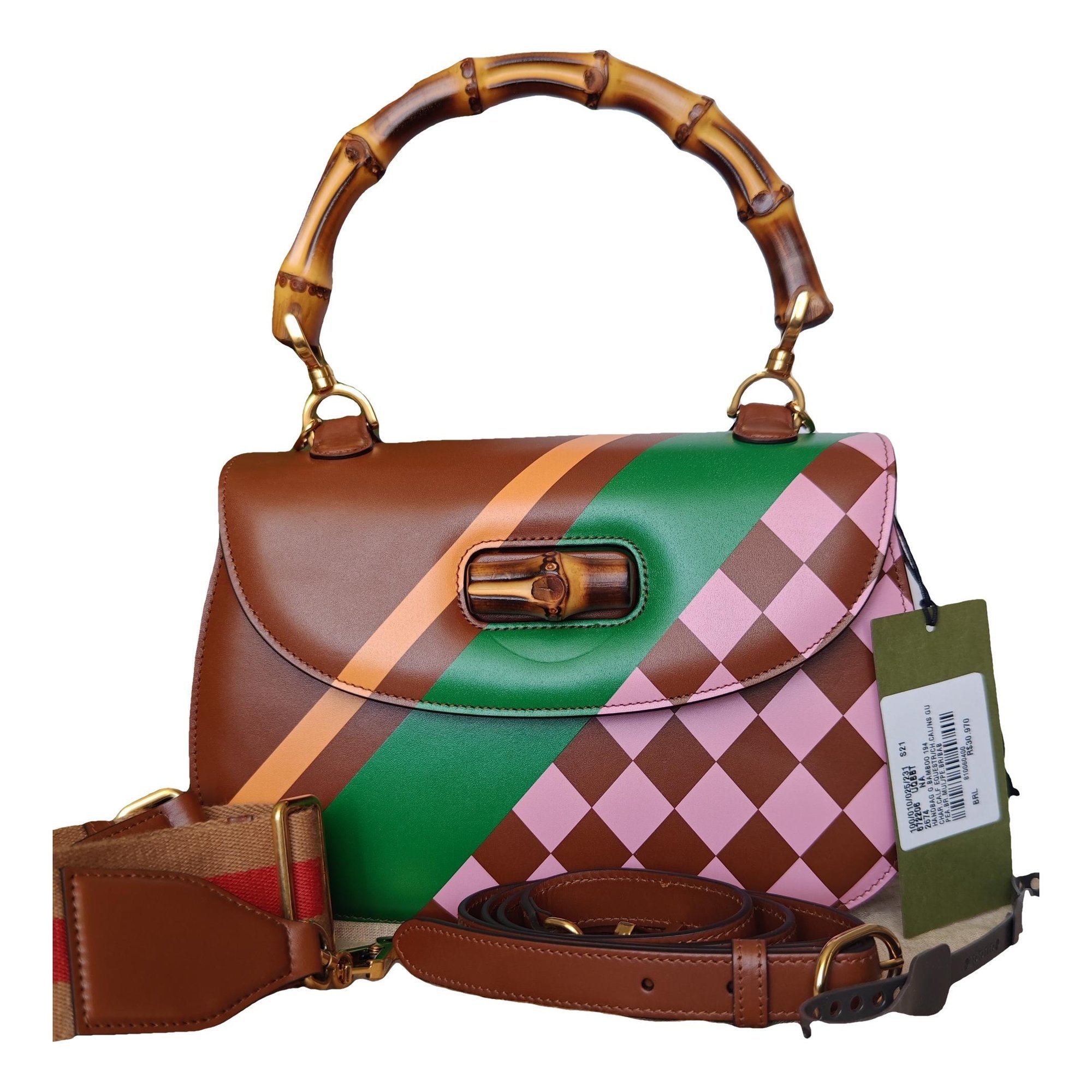 Convertible Bamboo Top Handle leather handbag
