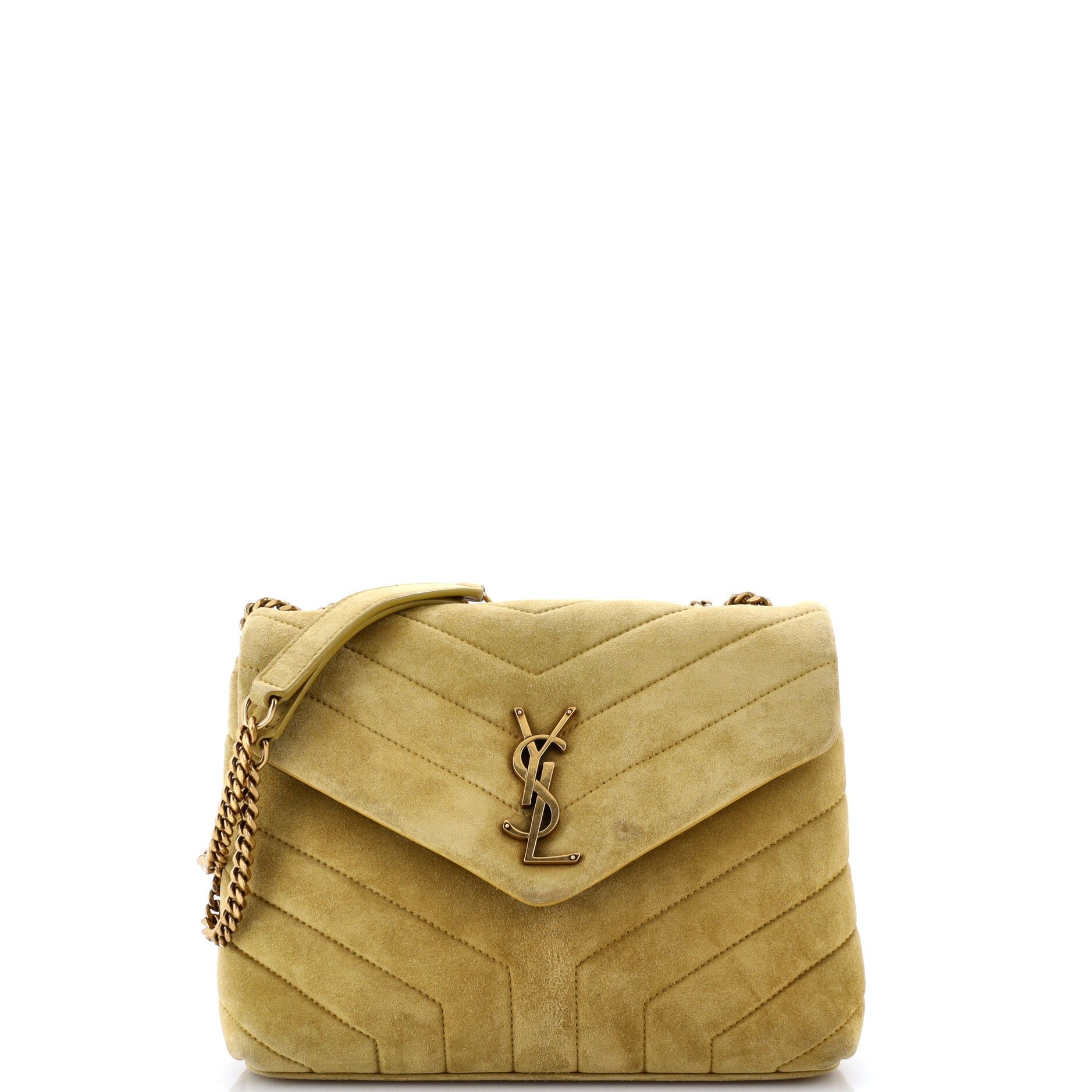 Loulou Shoulder Bag Matelasse Chevron Suede Small