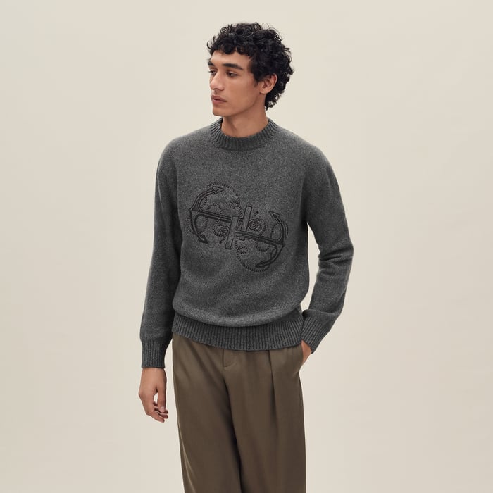 Anthracite "Ancre En H" Crewneck Sweater