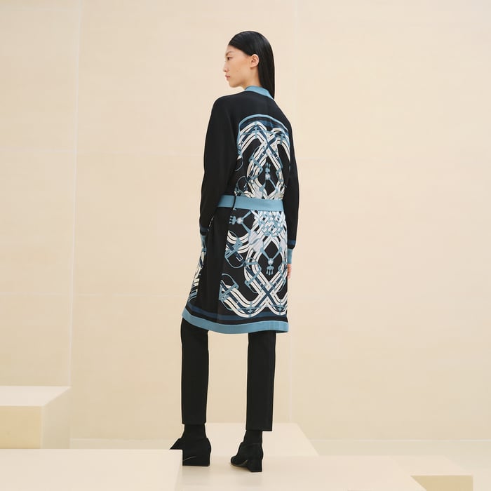 Noir "Mors a Jouets Detoure" Long-sleeve Twillaine Cardigan