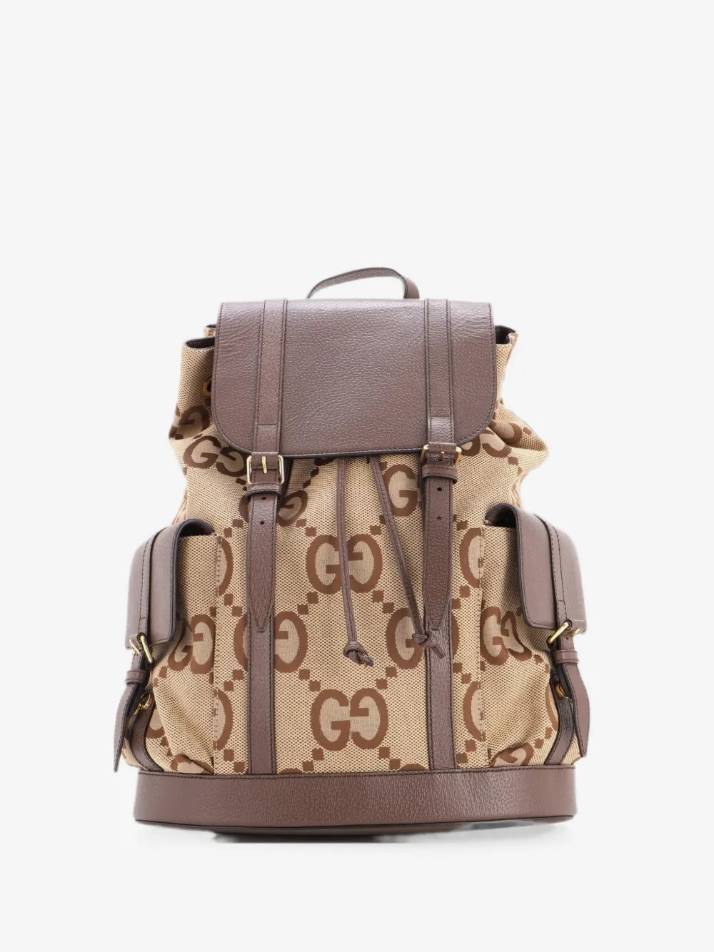 Double Pocket Belt Jumbo GG Canvas and Leather Large backpack