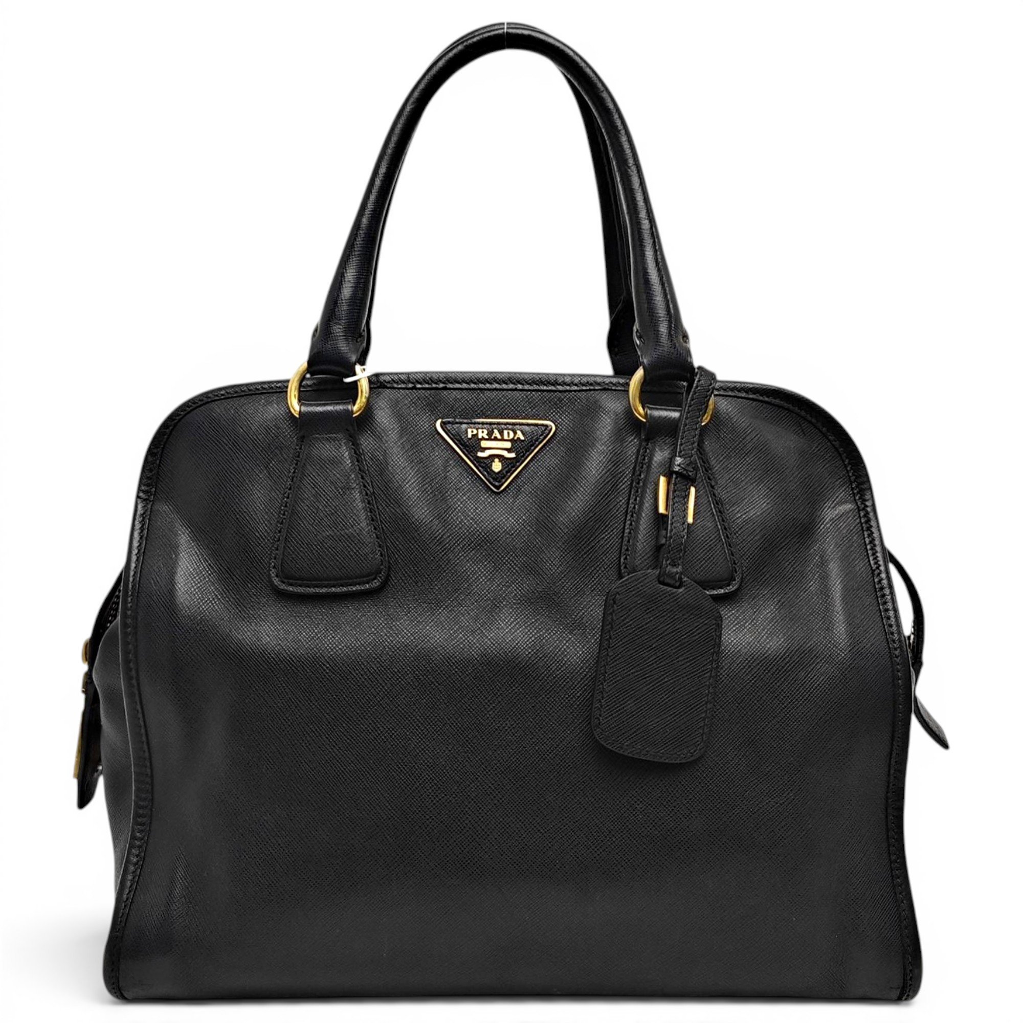 Pyramid leather handbag