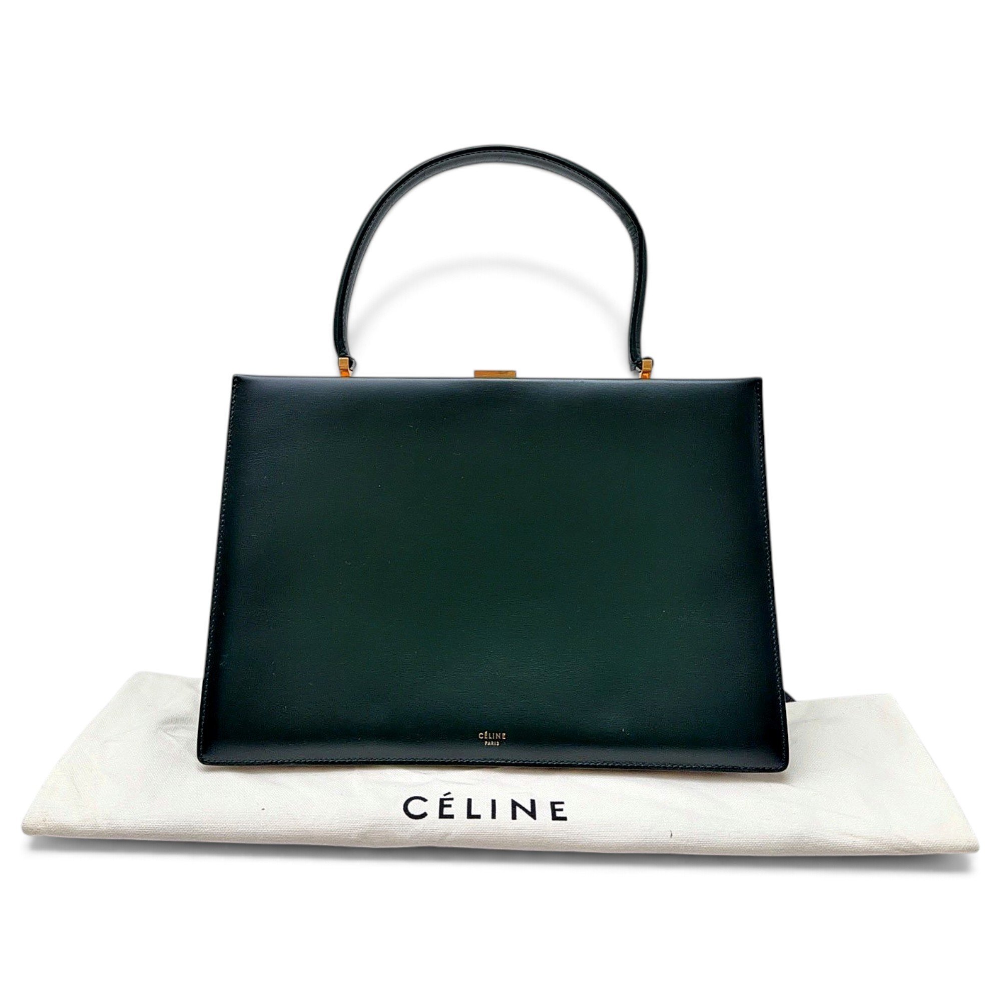 Clasp leather handbag