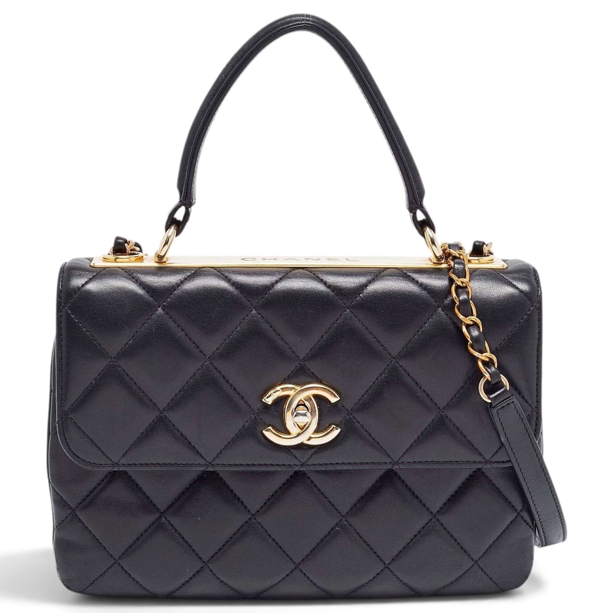 Trendy CC Top Handle leather handbag