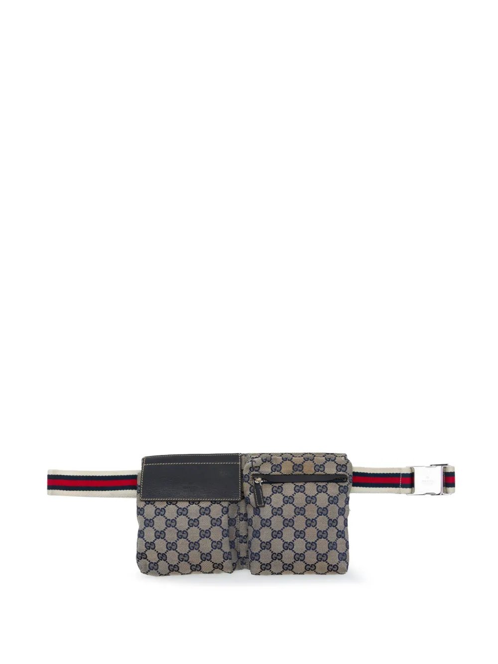 2000-2015 GG Canvas Web Double Pocket belt bag