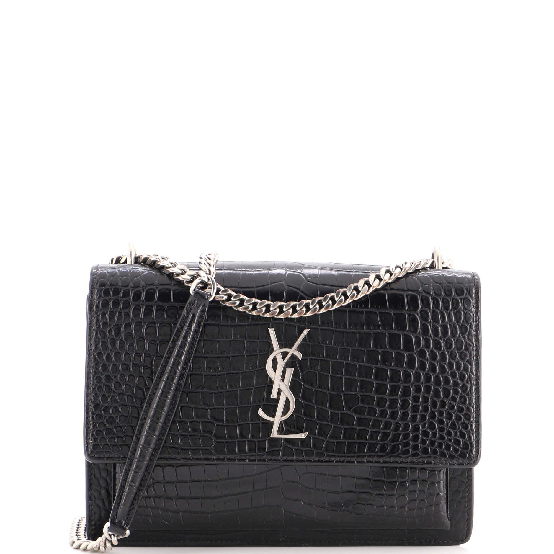 Sunset Crossbody Bag Crocodile Embossed Leather Medium