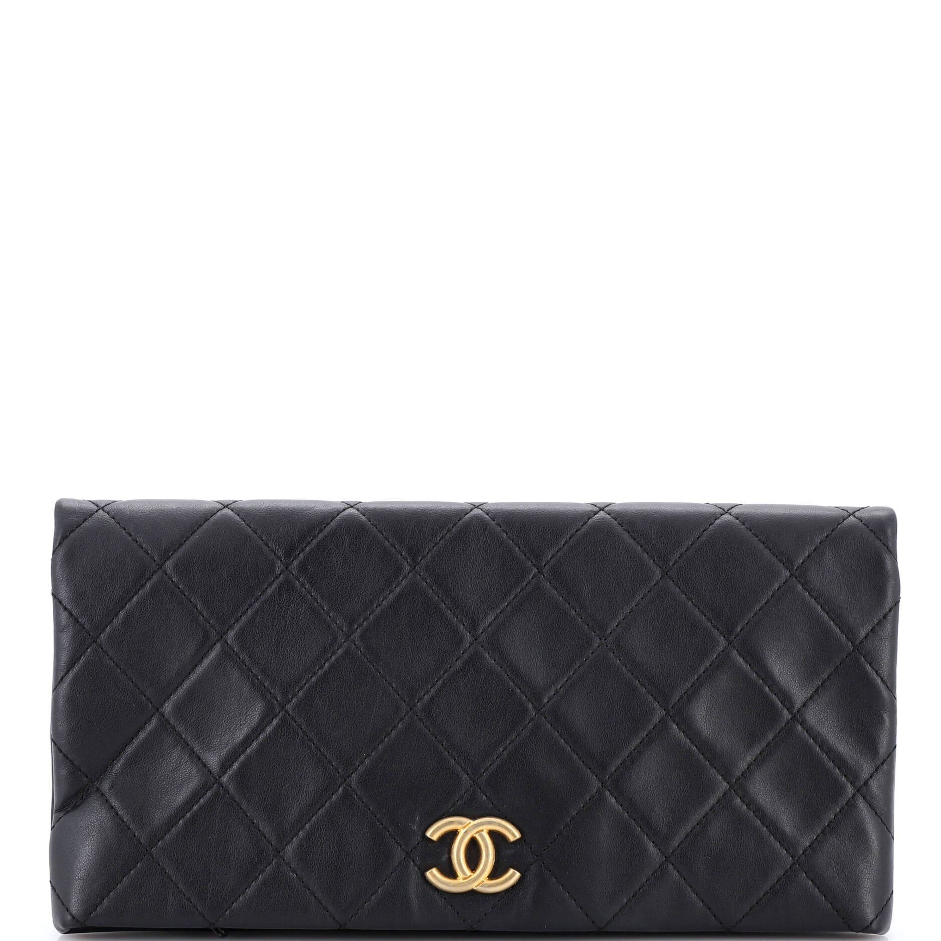 CC Foldover Clutch Quilted Lambskin Large