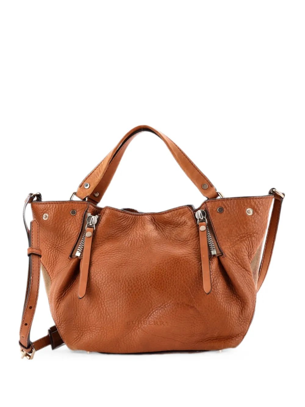 Maidstone Leather and House Check Canvas Medium tote bag